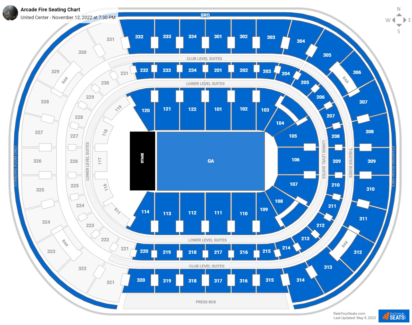 Arcade Fire seating chart United Center