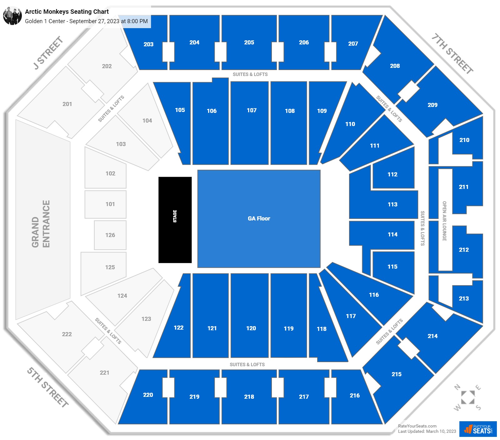 Arctic Monkeys seating chart Golden 1 Center