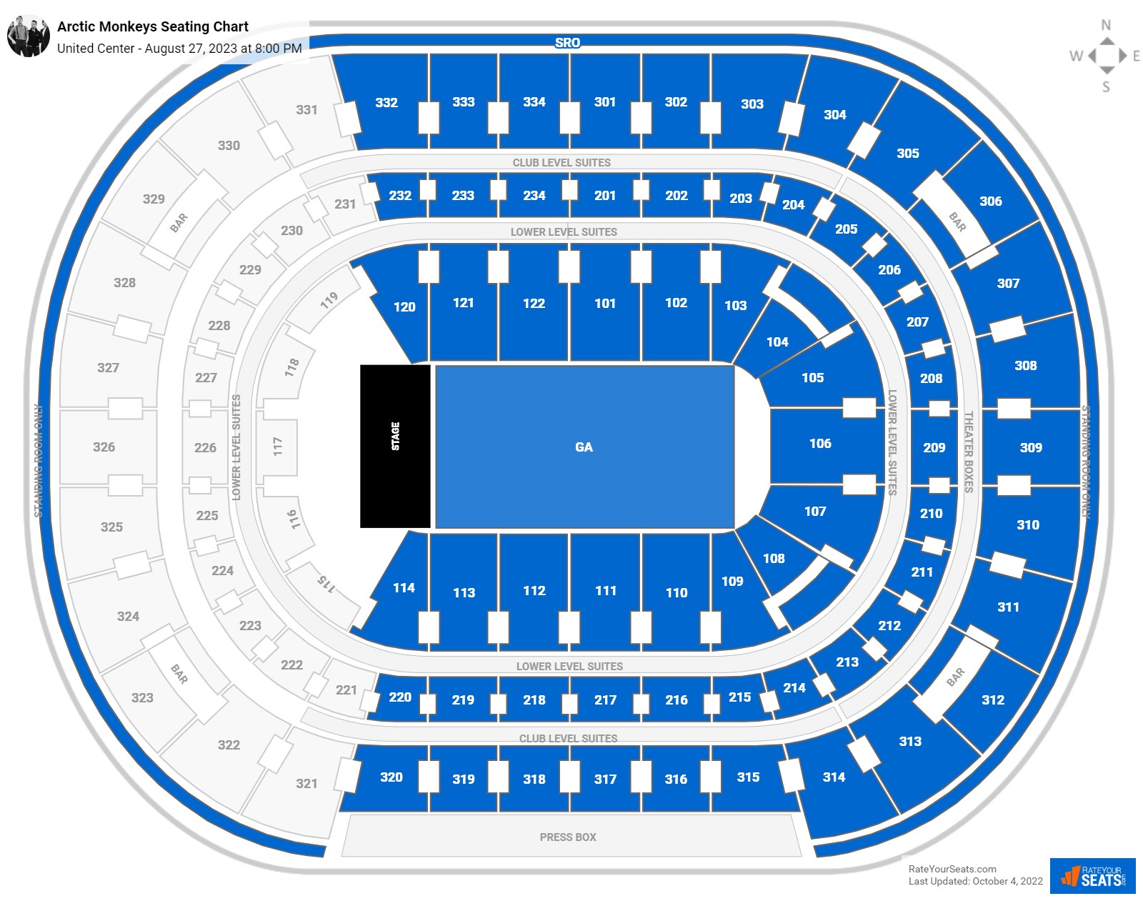 Arctic Monkeys seating chart United Center