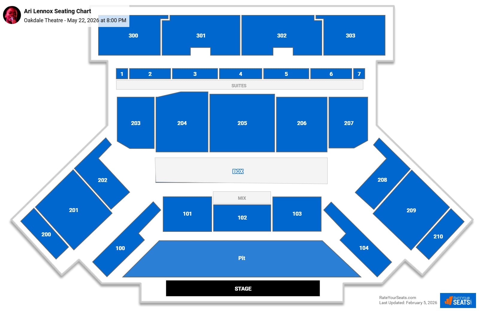 Ari Lennox seating chart Oakdale Theatre