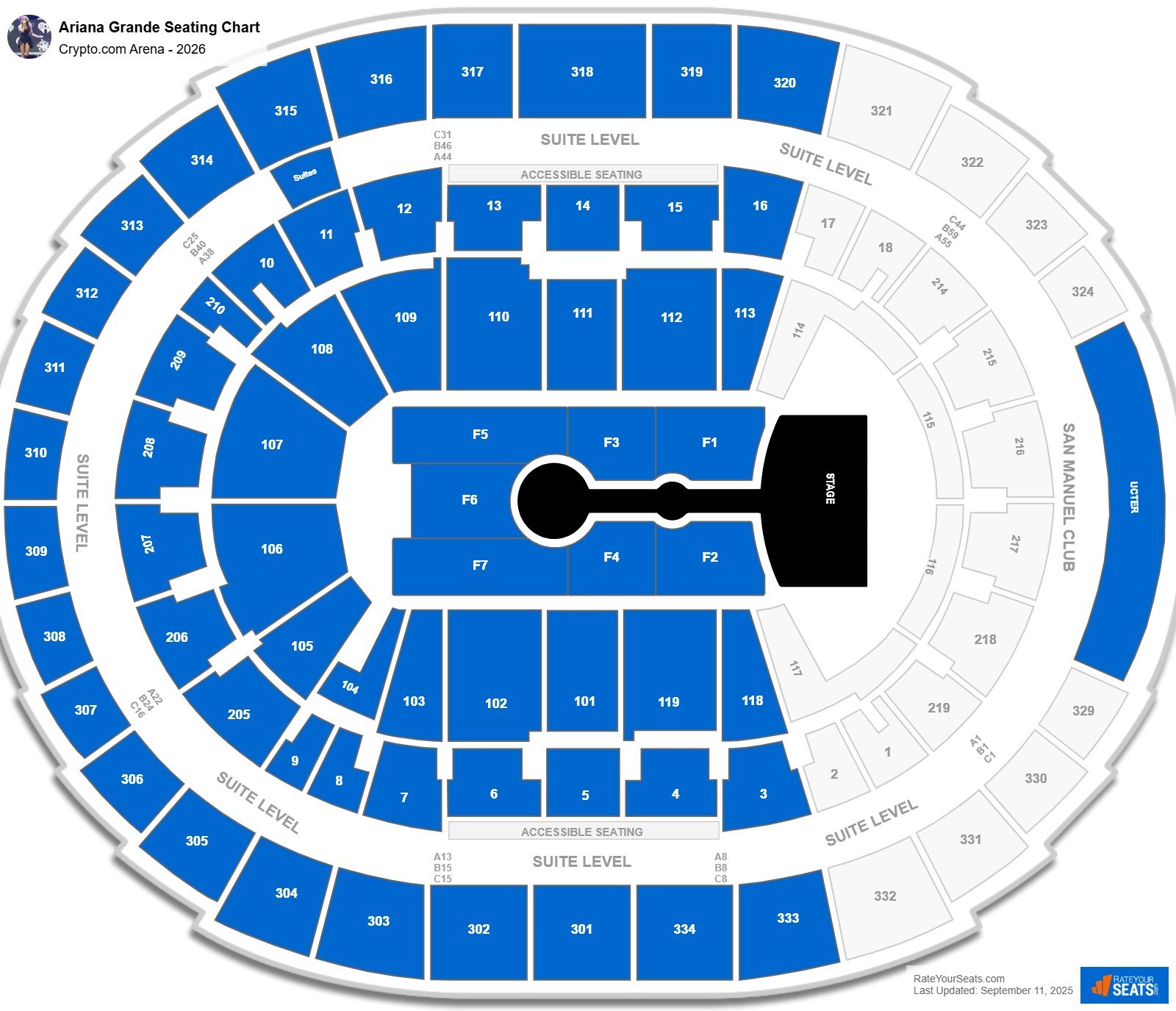 Ariana Grande seating chart Crypto.com Arena