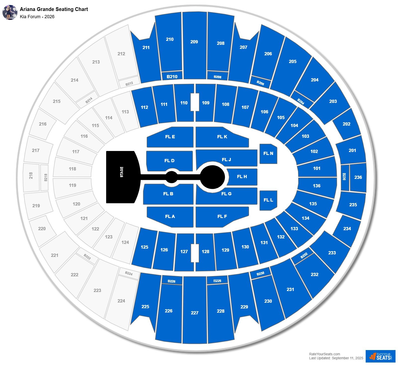Ariana Grande seating chart Kia Forum