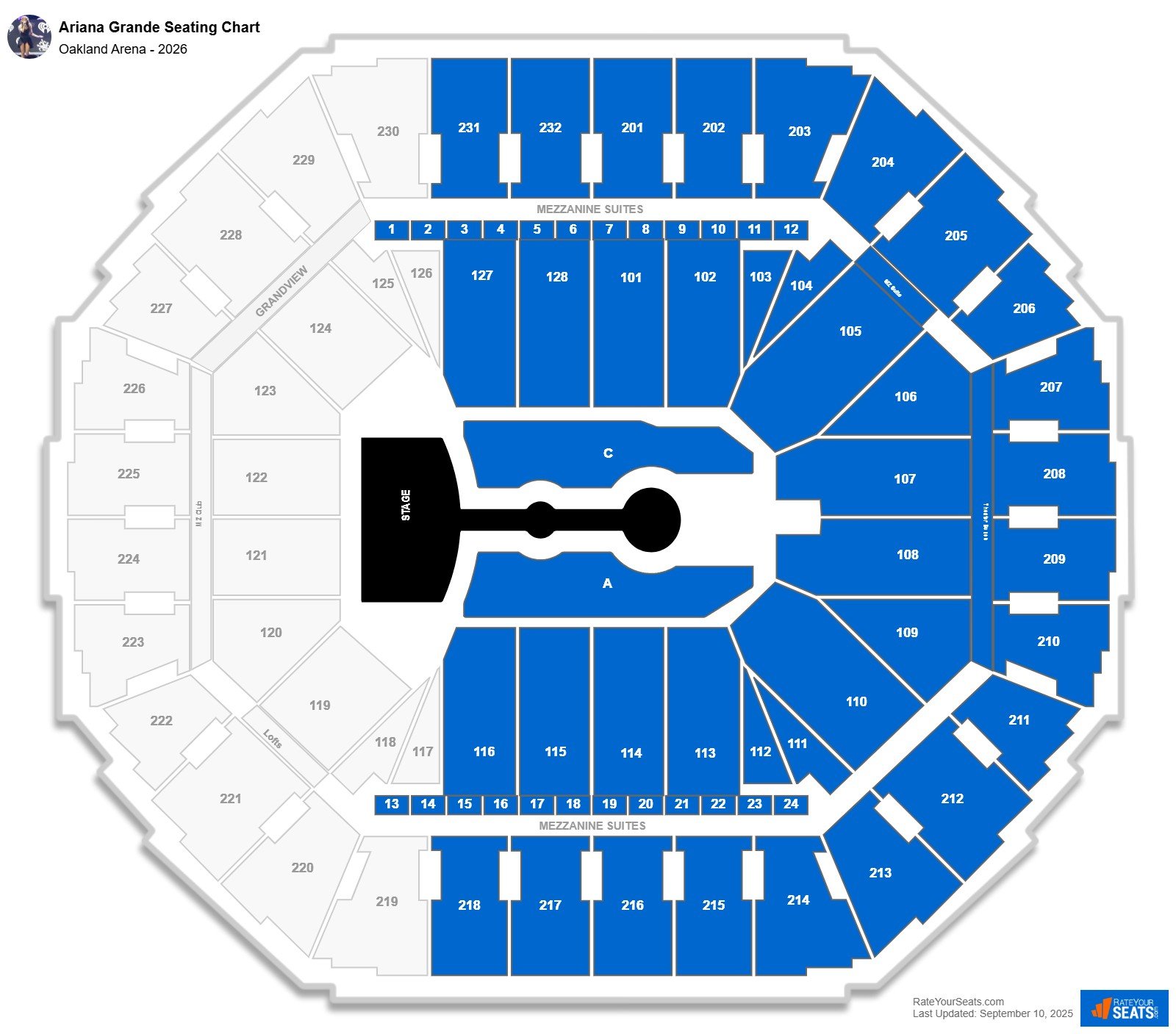 Ariana Grande seating chart Oakland Arena