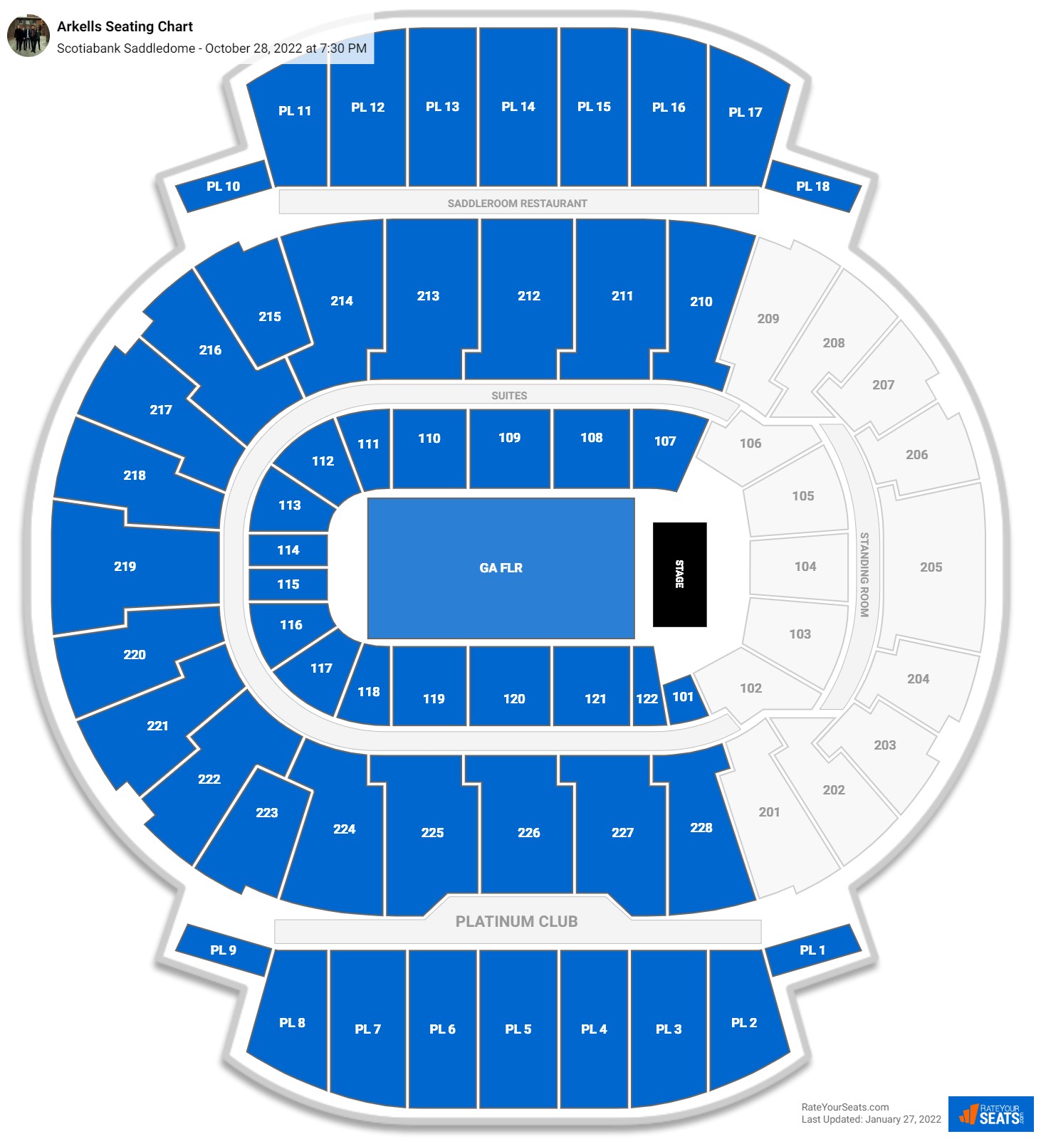 Arkells seating chart Scotiabank Saddledome
