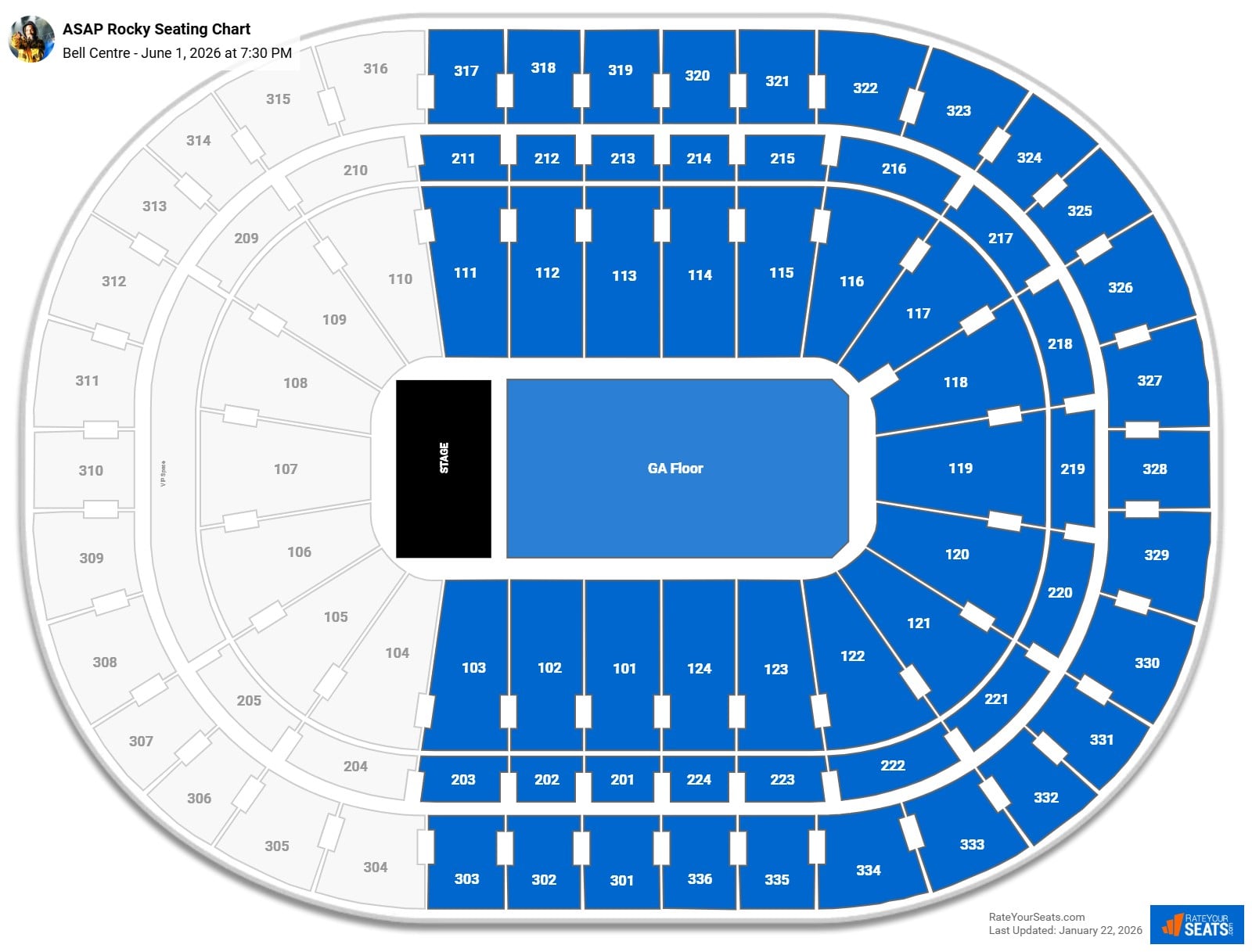 ASAP Rocky seating chart Bell Centre