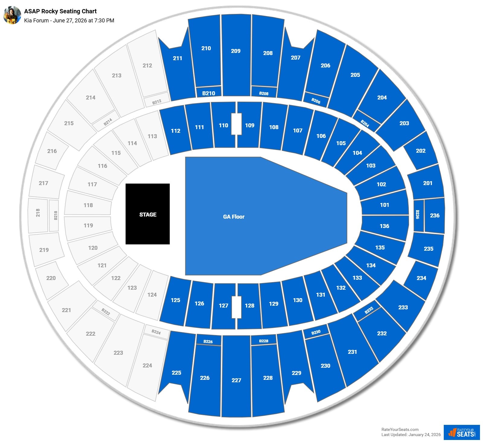 ASAP Rocky seating chart Kia Forum