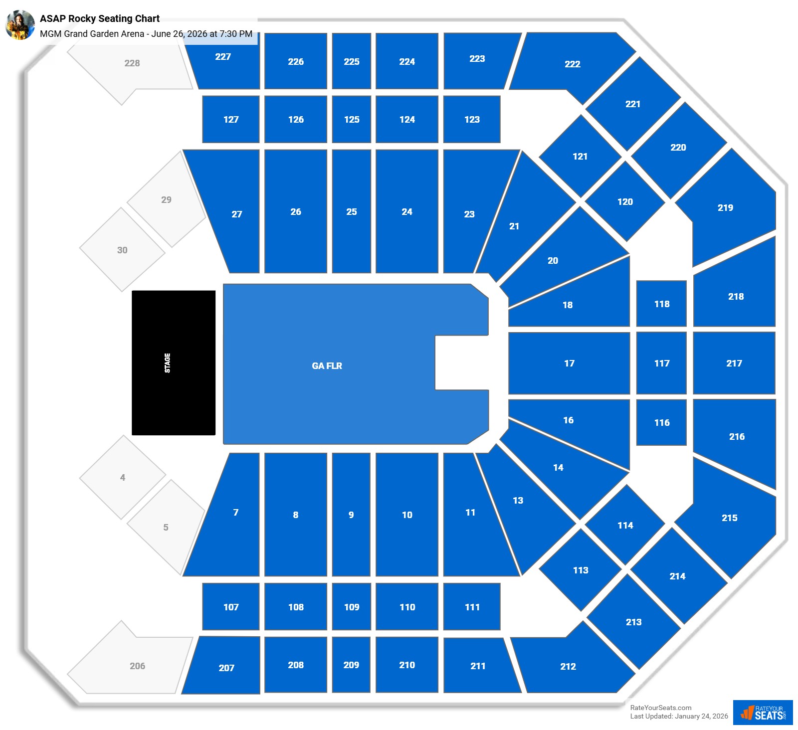ASAP Rocky seating chart MGM Grand Garden Arena
