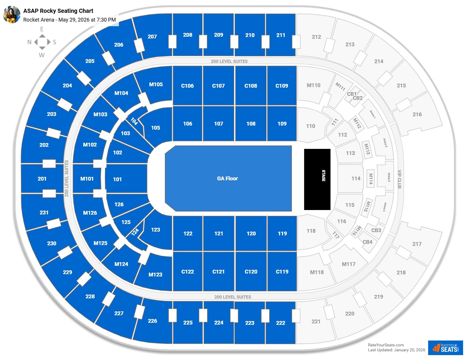 ASAP Rocky seating chart Rocket Arena