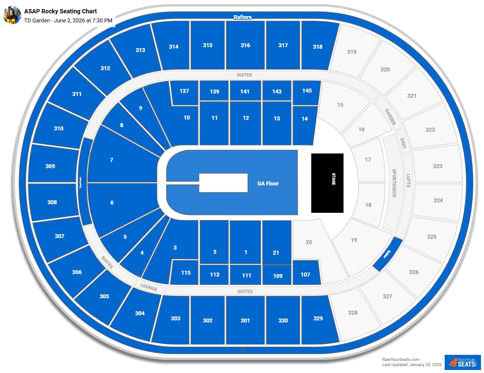 ASAP Rocky seating chart TD Garden