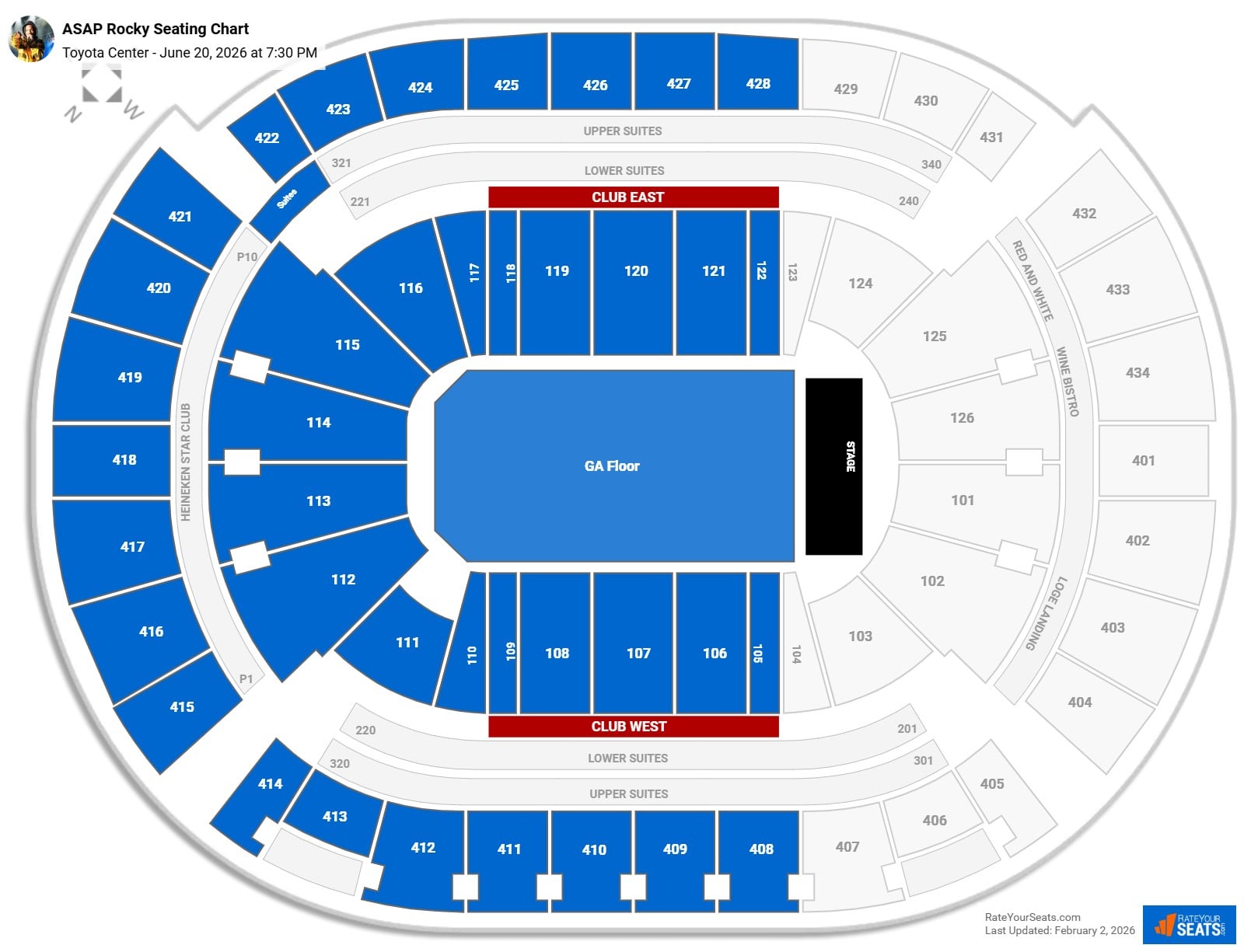ASAP Rocky seating chart Toyota Center