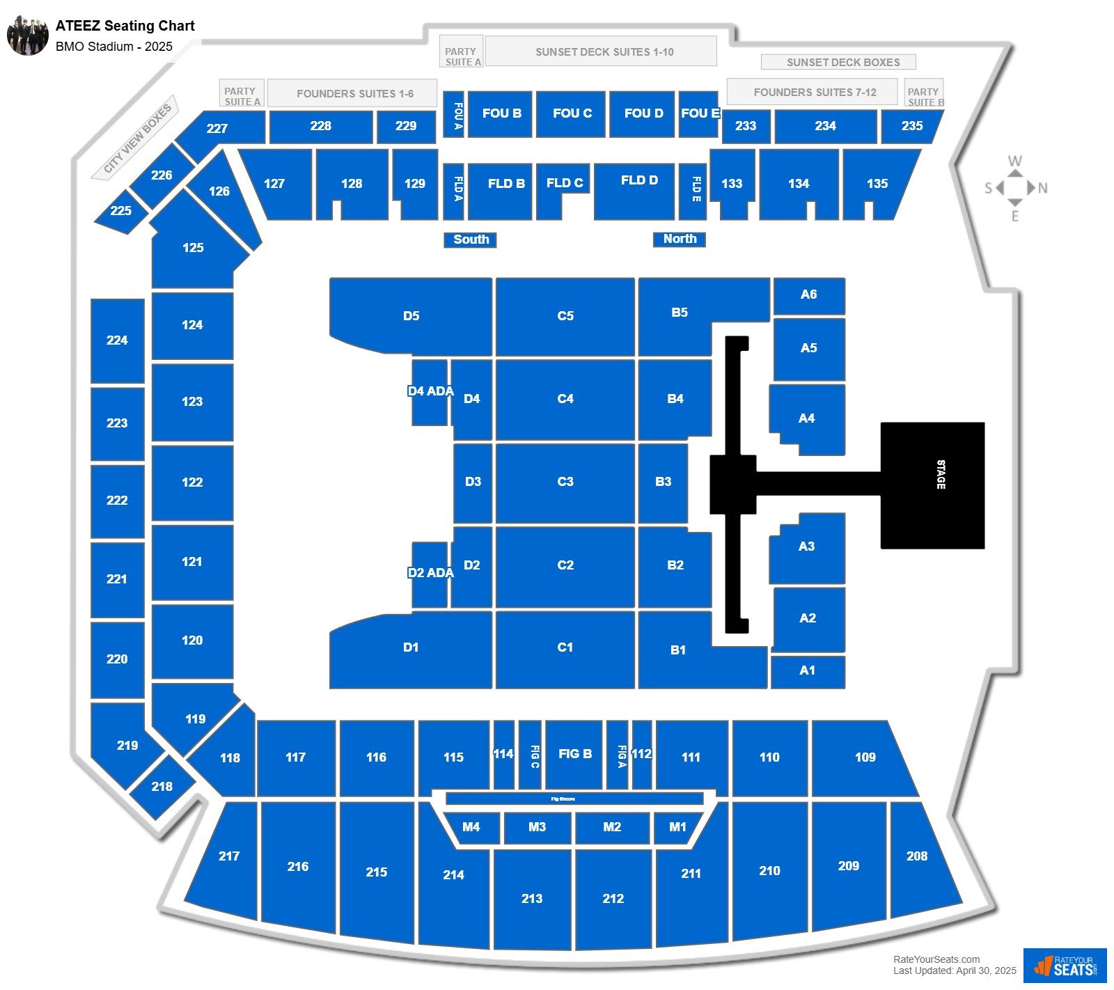 ATEEZ seating chart BMO Stadium