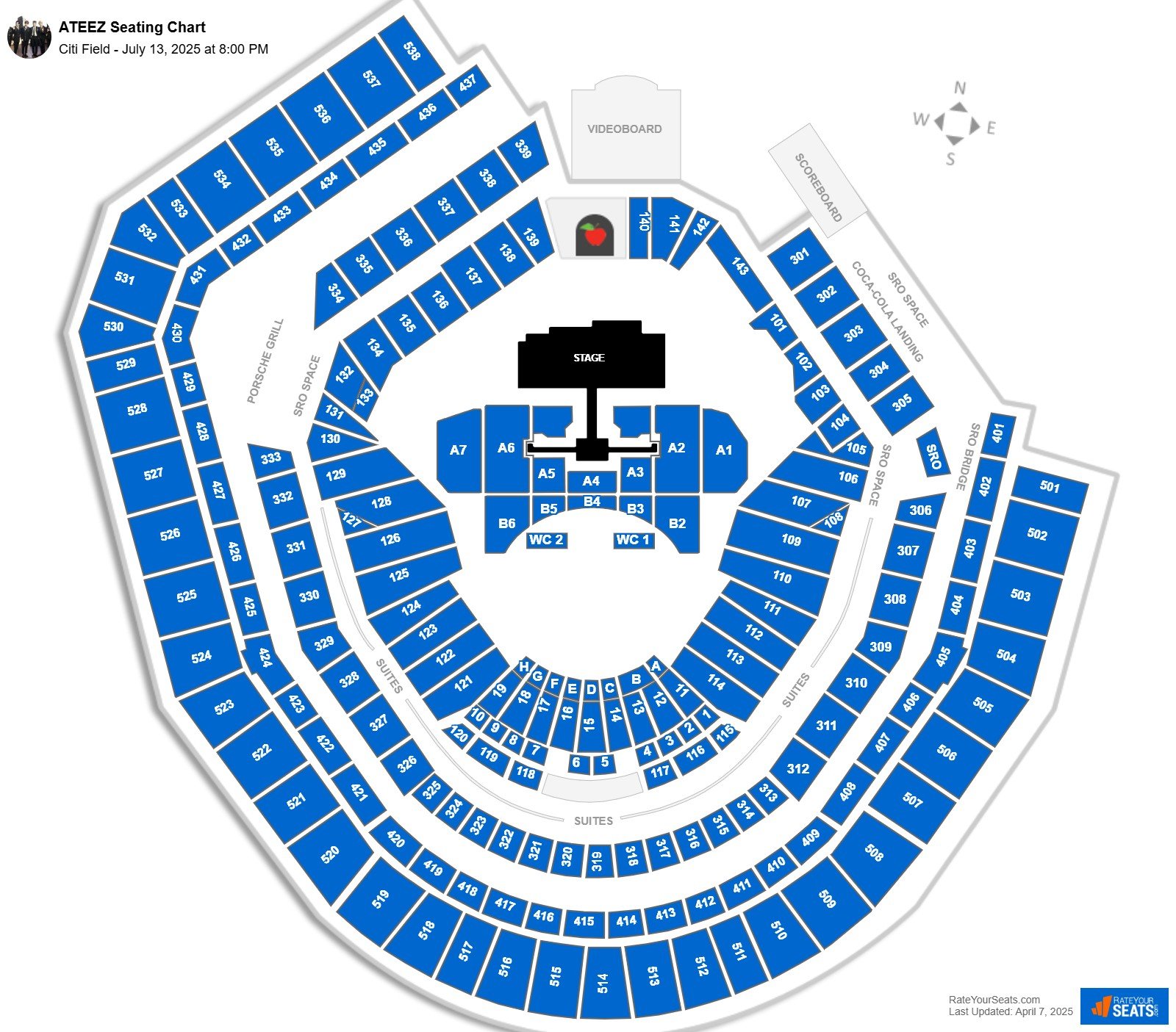 ATEEZ seating chart Citi Field