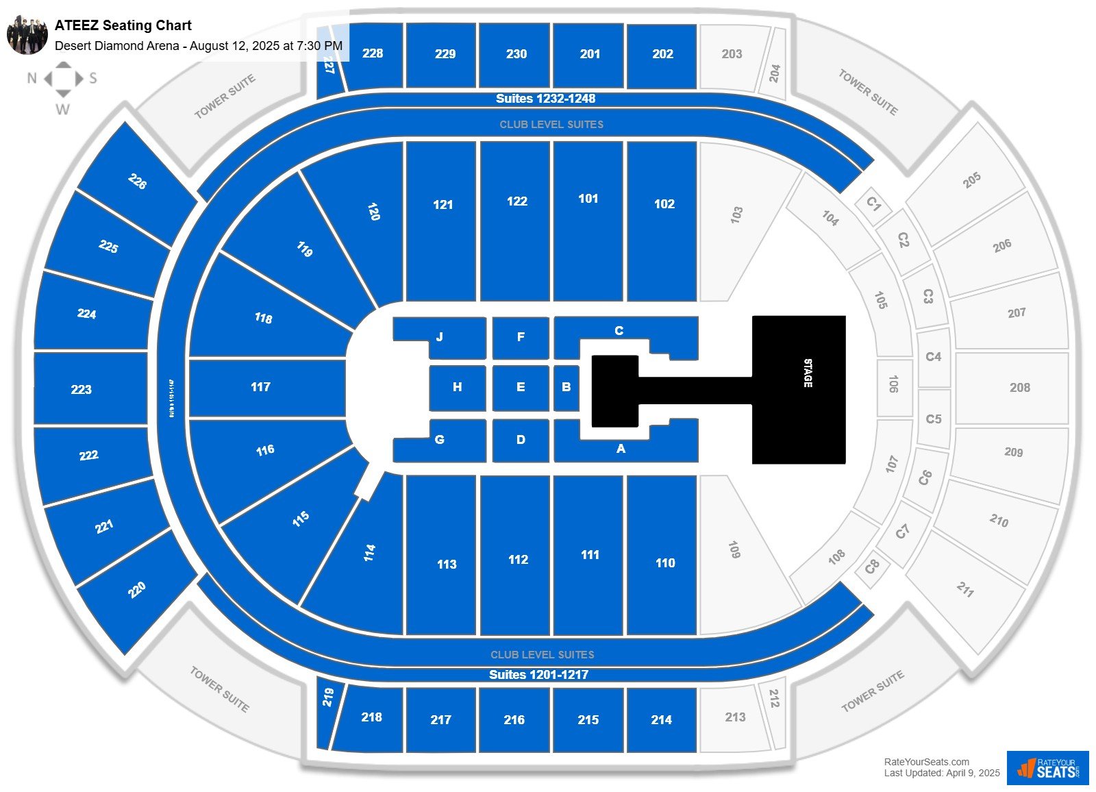 ATEEZ seating chart Desert Diamond Arena