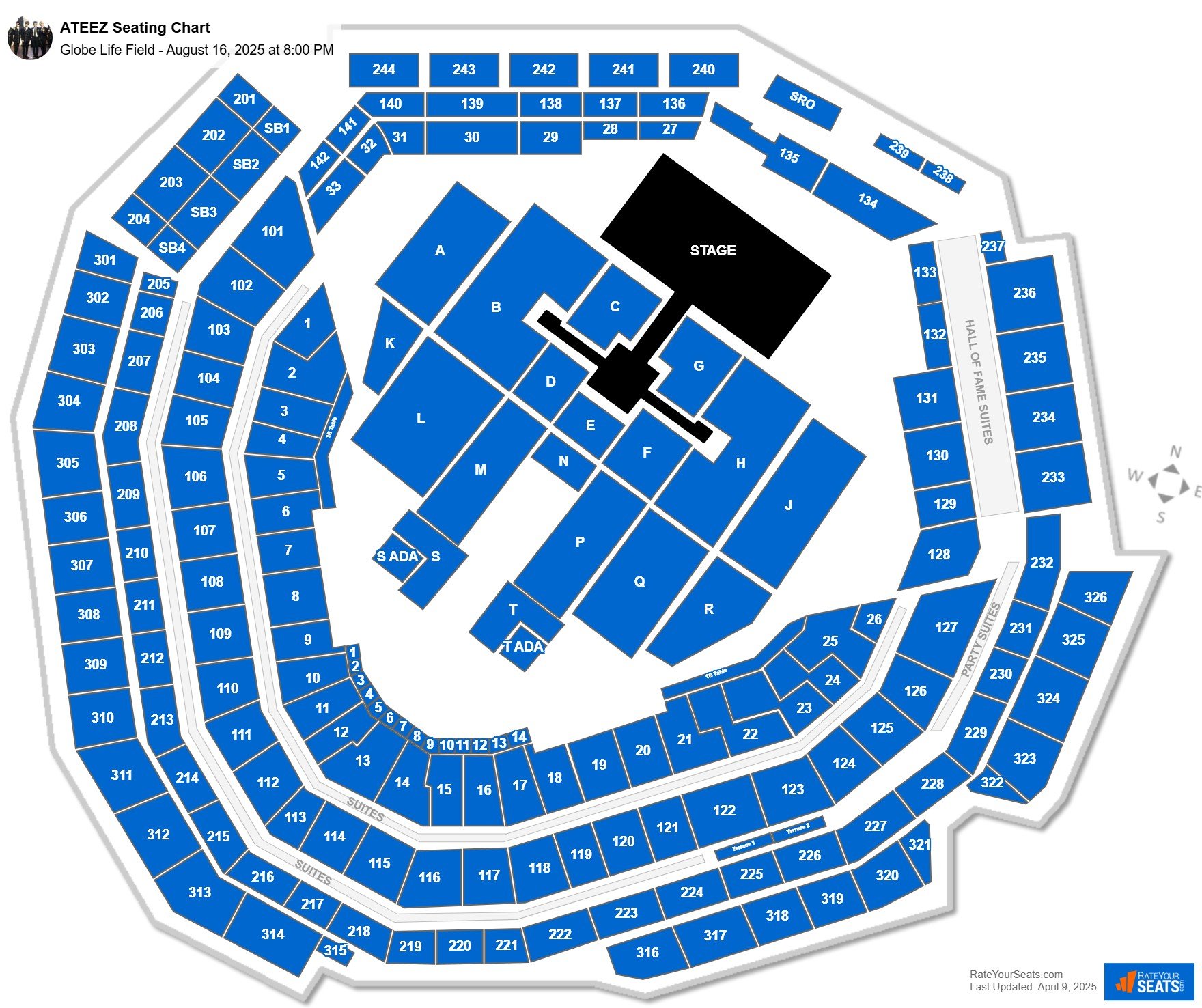 ATEEZ seating chart Globe Life Field