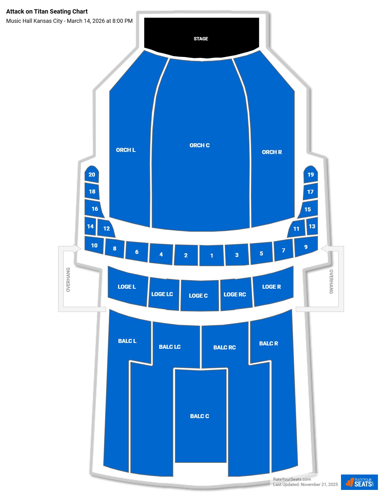 Attack on Titan seating chart Music Hall Kansas City
