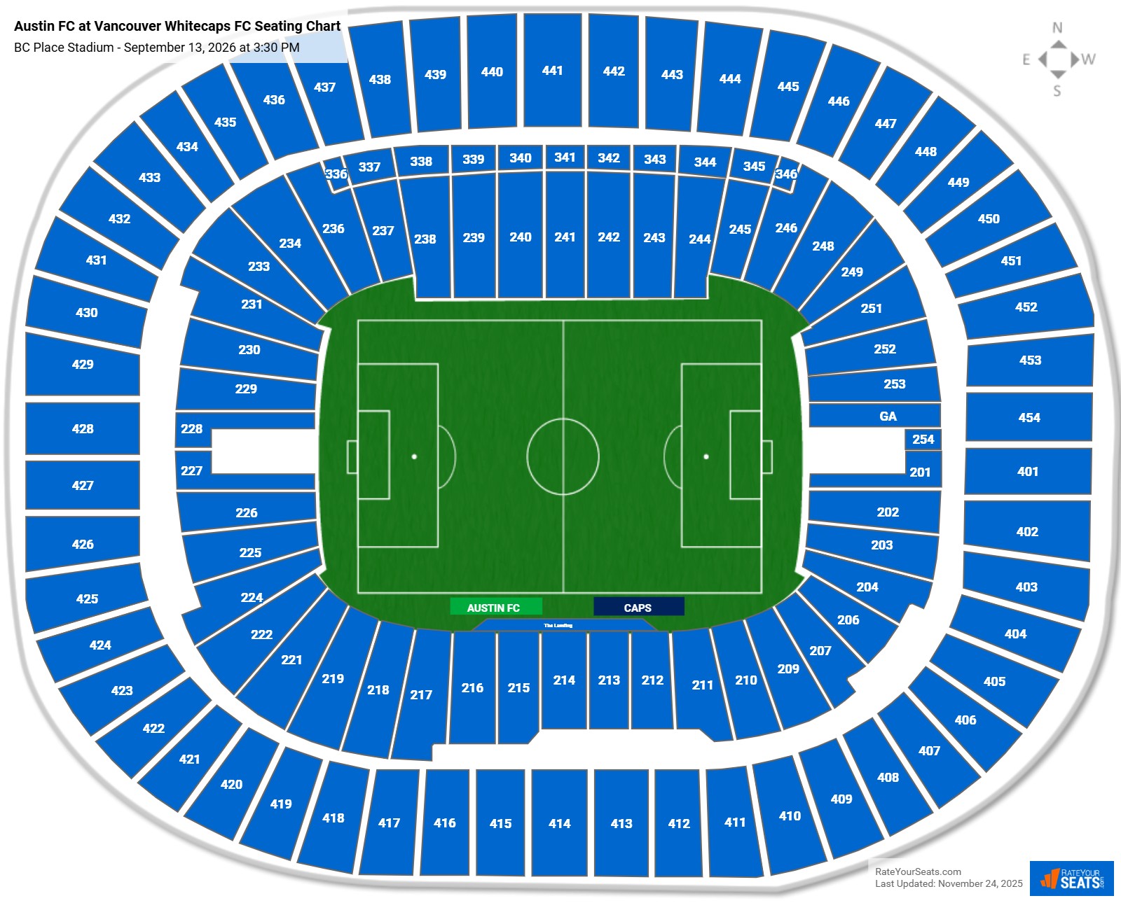 Austin FC at Vancouver Whitecaps FC seating chart BC Place Stadium
