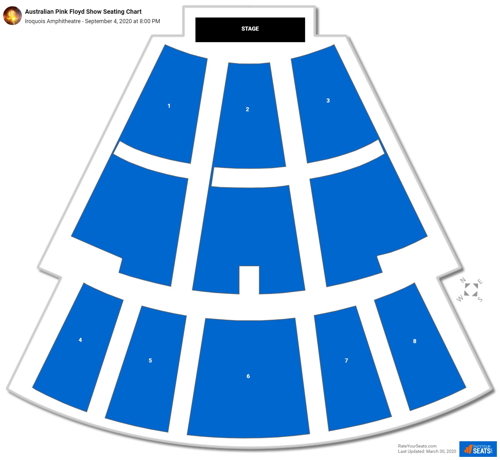 Australian Pink Floyd Show seating chart Iroquois Amphitheatre