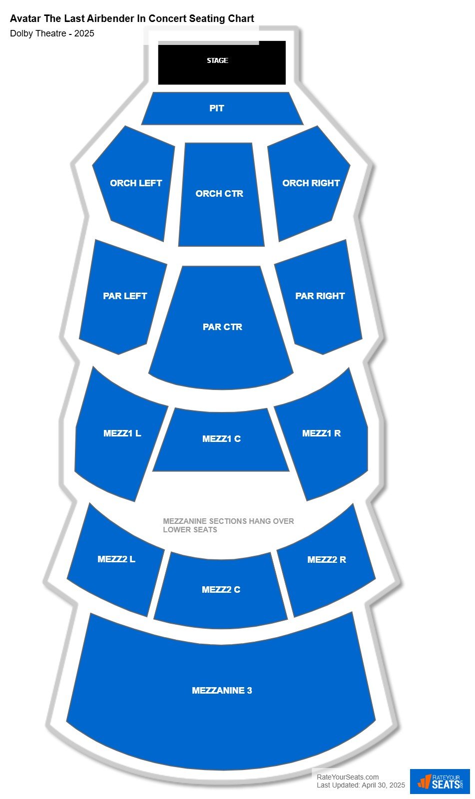 Avatar The Last Airbender In Concert seating chart Dolby Theatre