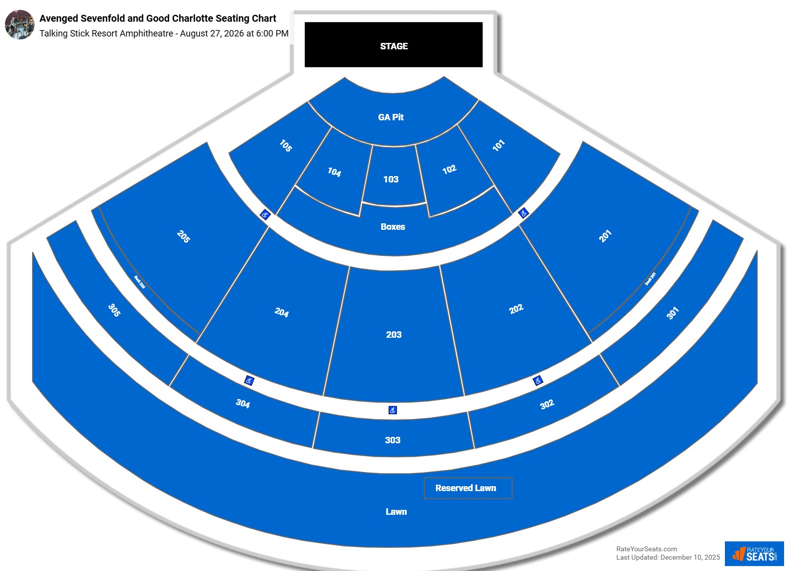 Avenged Sevenfold and Good Charlotte seating chart Talking Stick Resort Amphitheatre