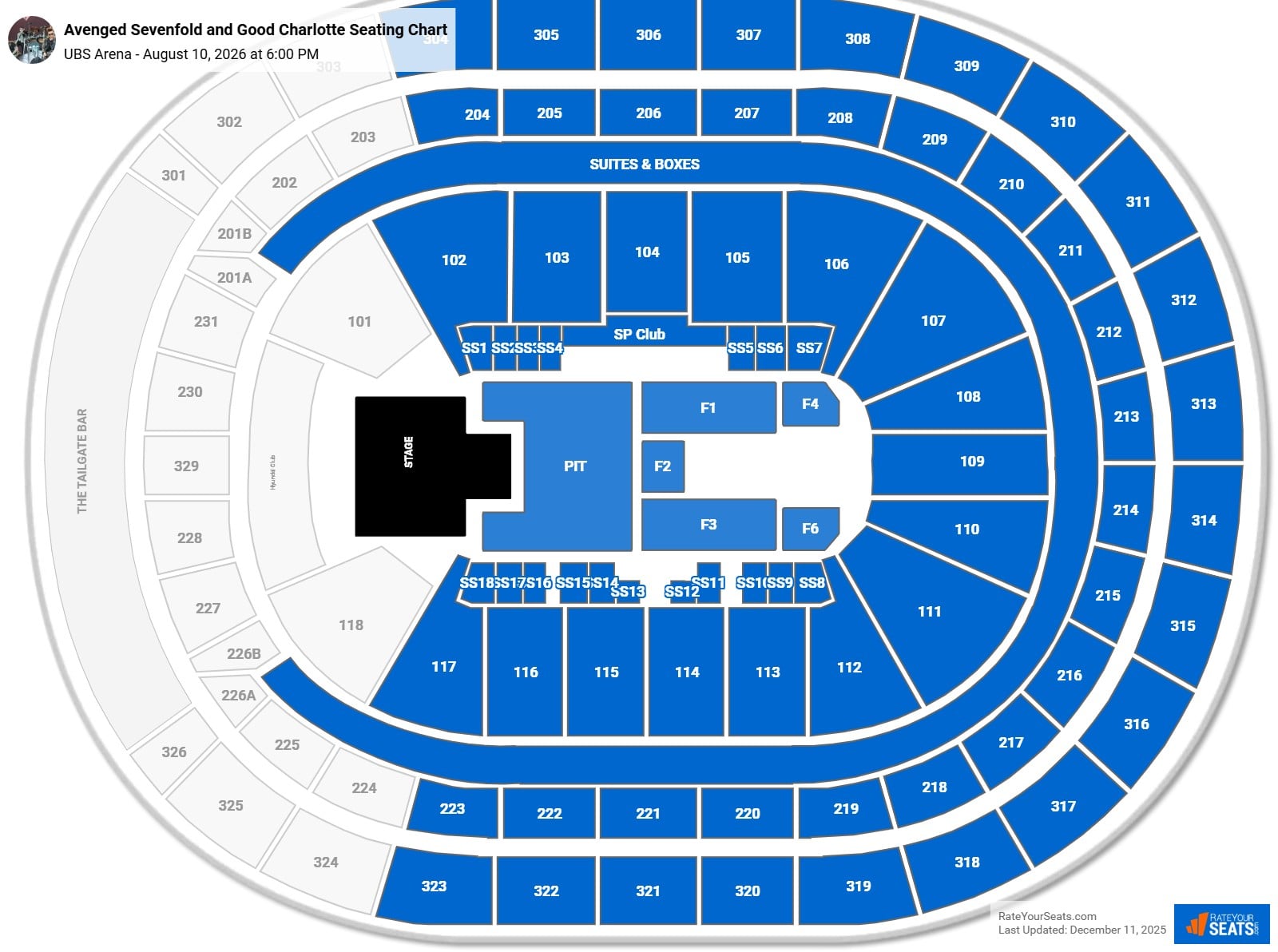 Avenged Sevenfold and Good Charlotte seating chart UBS Arena