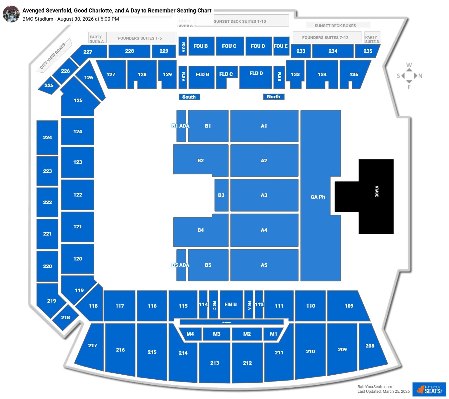 Avenged Sevenfold, Good Charlotte, and A Day to Remember seating chart BMO Stadium