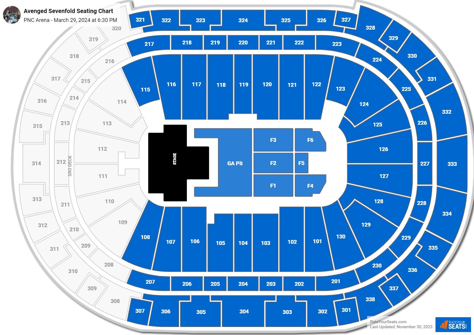 Avenged Sevenfold seating chart PNC Arena
