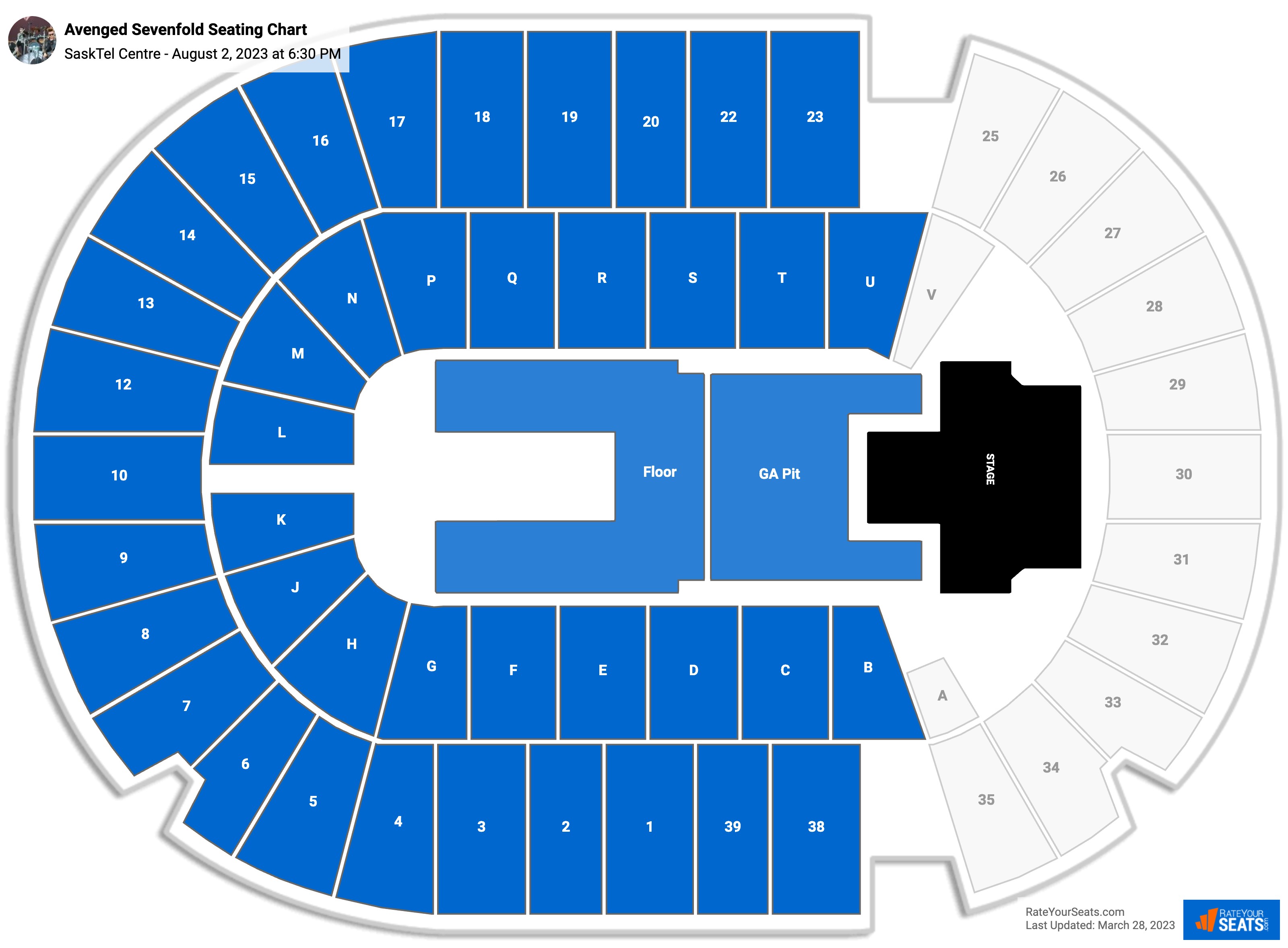 Avenged Sevenfold seating chart SaskTel Centre