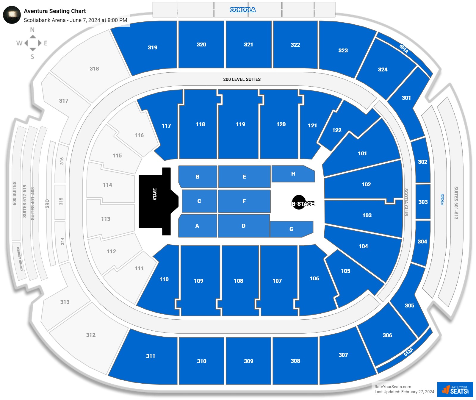 Aventura seating chart Scotiabank Arena