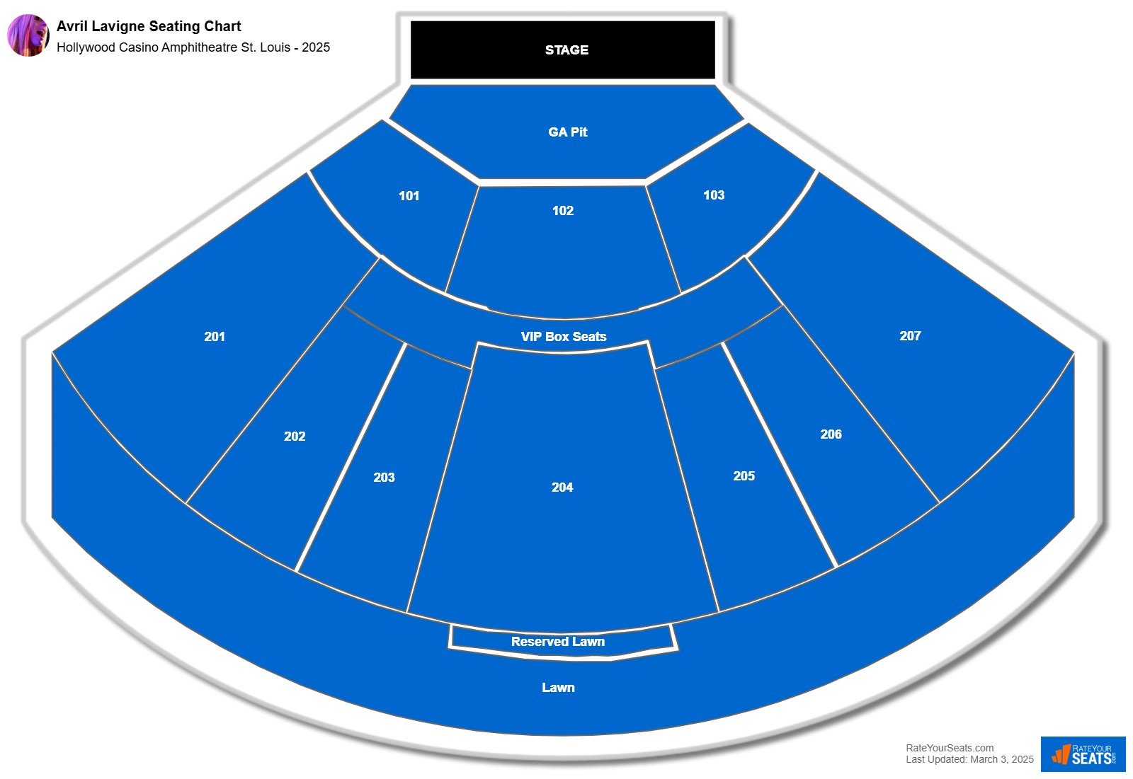 Avril Lavigne seating chart Hollywood Casino Amphitheatre St. Louis