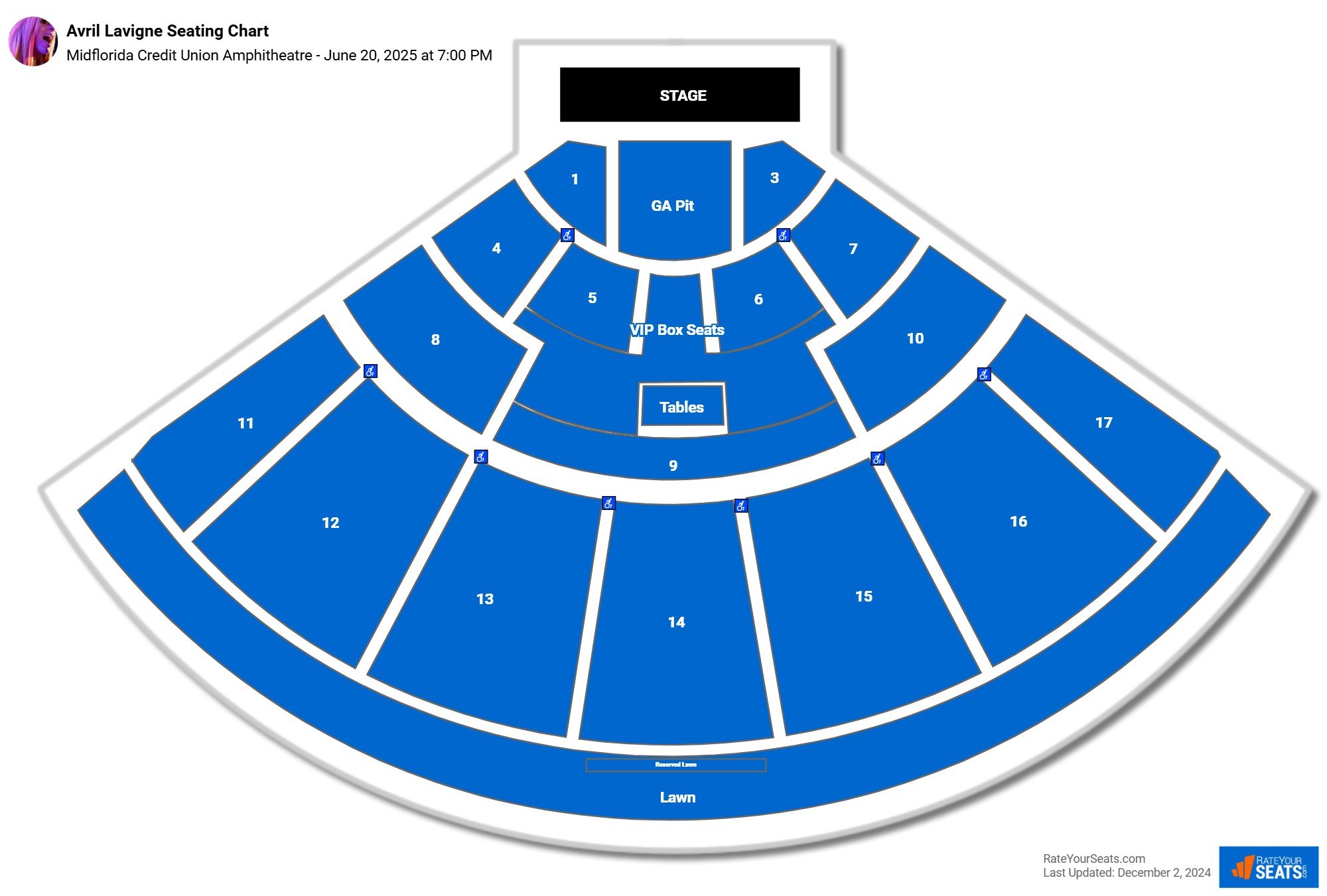 Avril Lavigne seating chart Midflorida Credit Union Amphitheatre