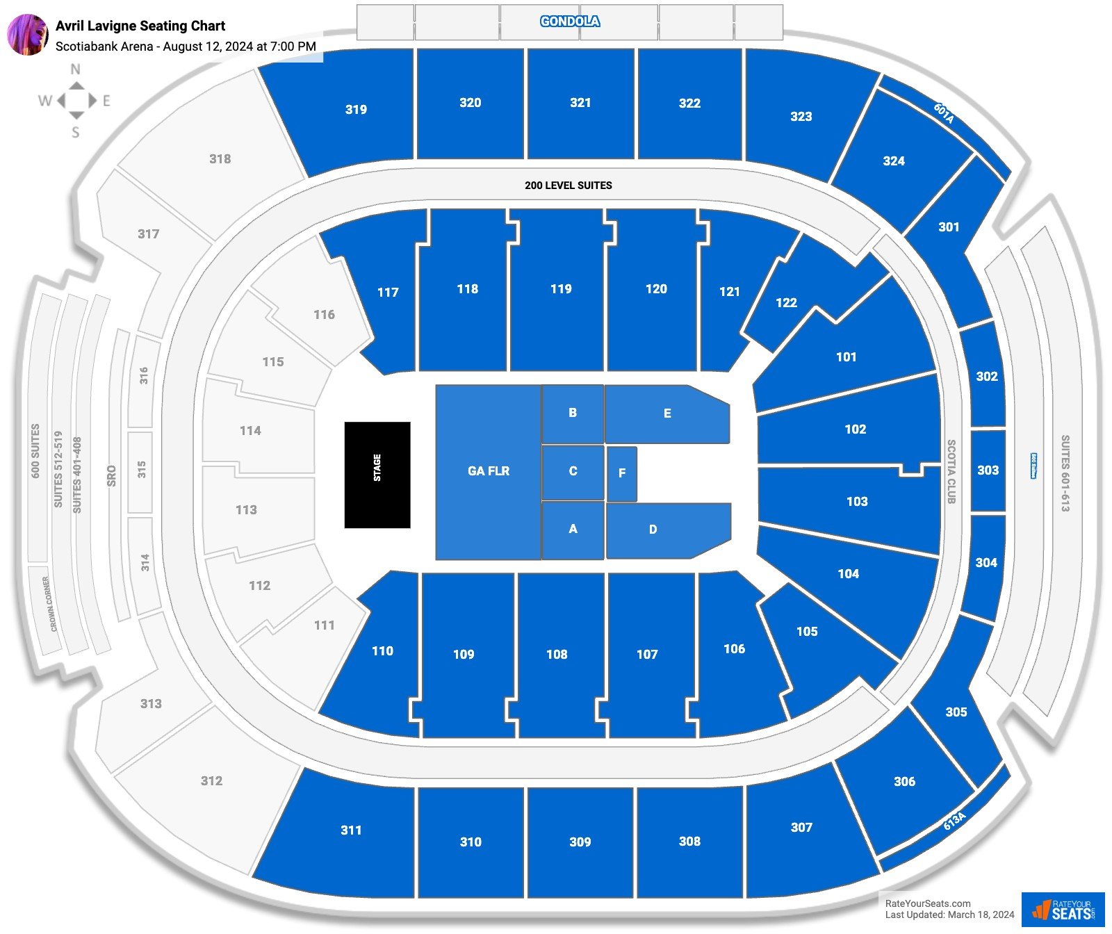 Avril Lavigne seating chart Scotiabank Arena