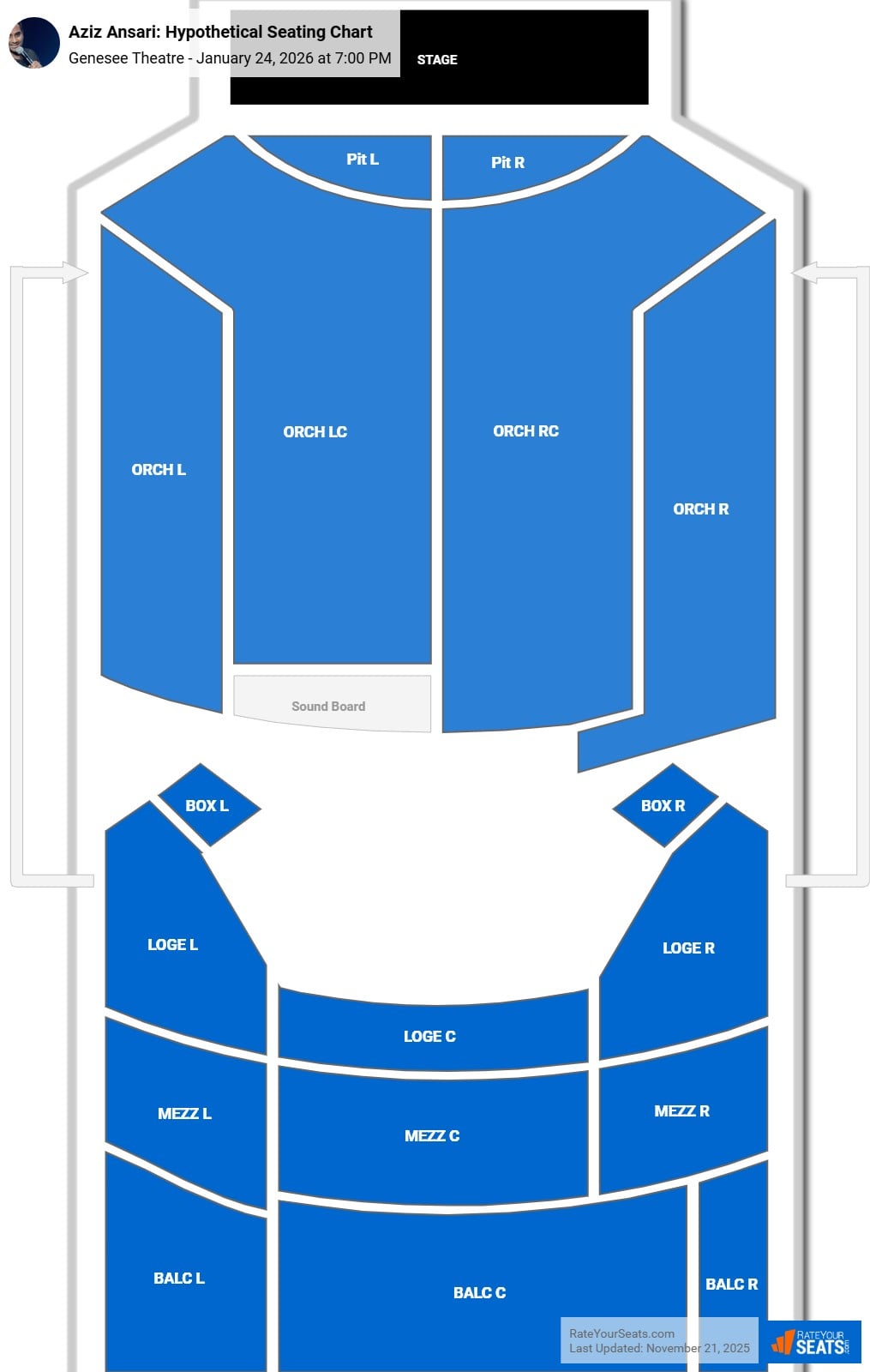 Aziz Ansari seating chart Genesee Theatre