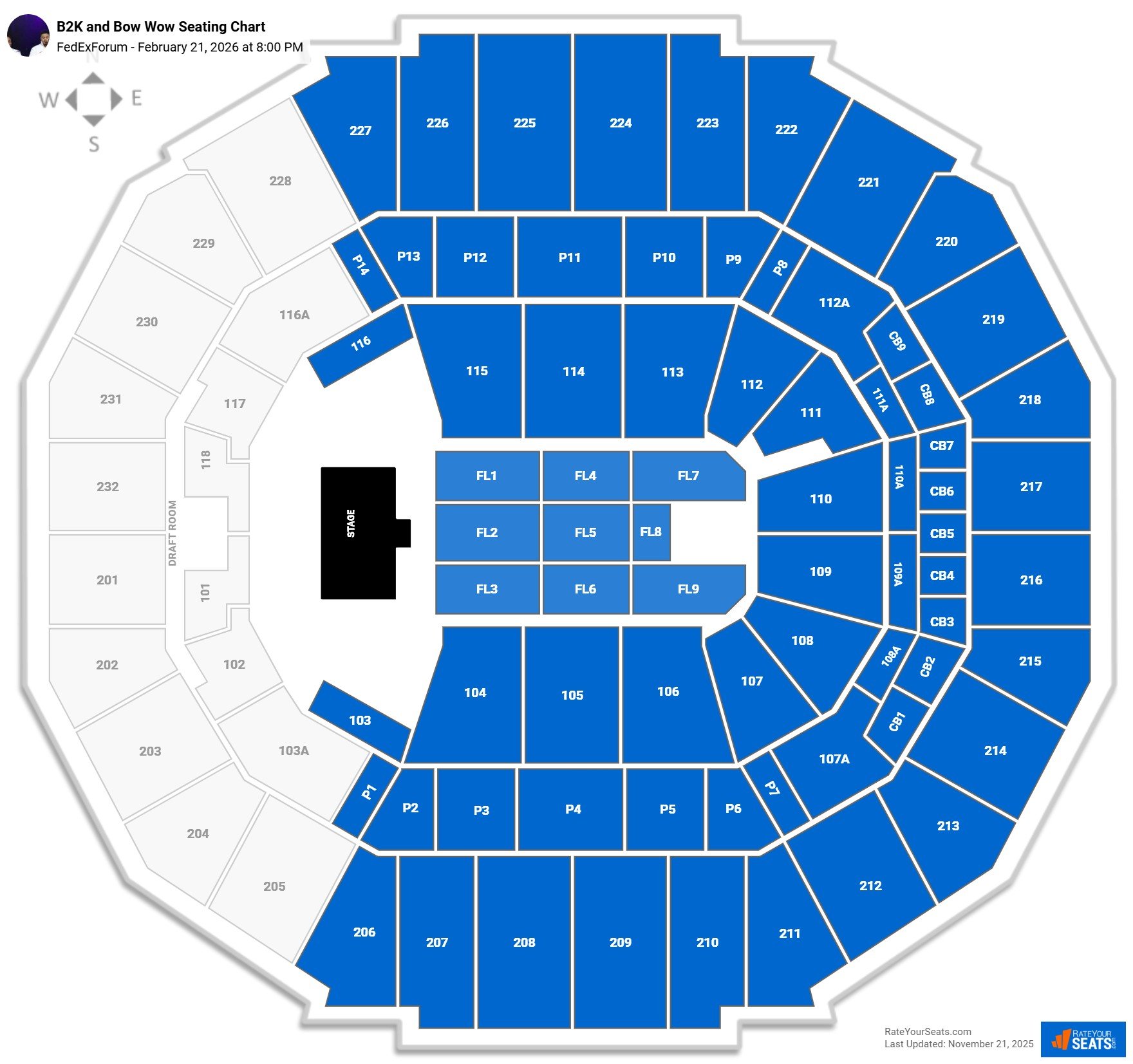 B2K and Bow Wow seating chart FedExForum