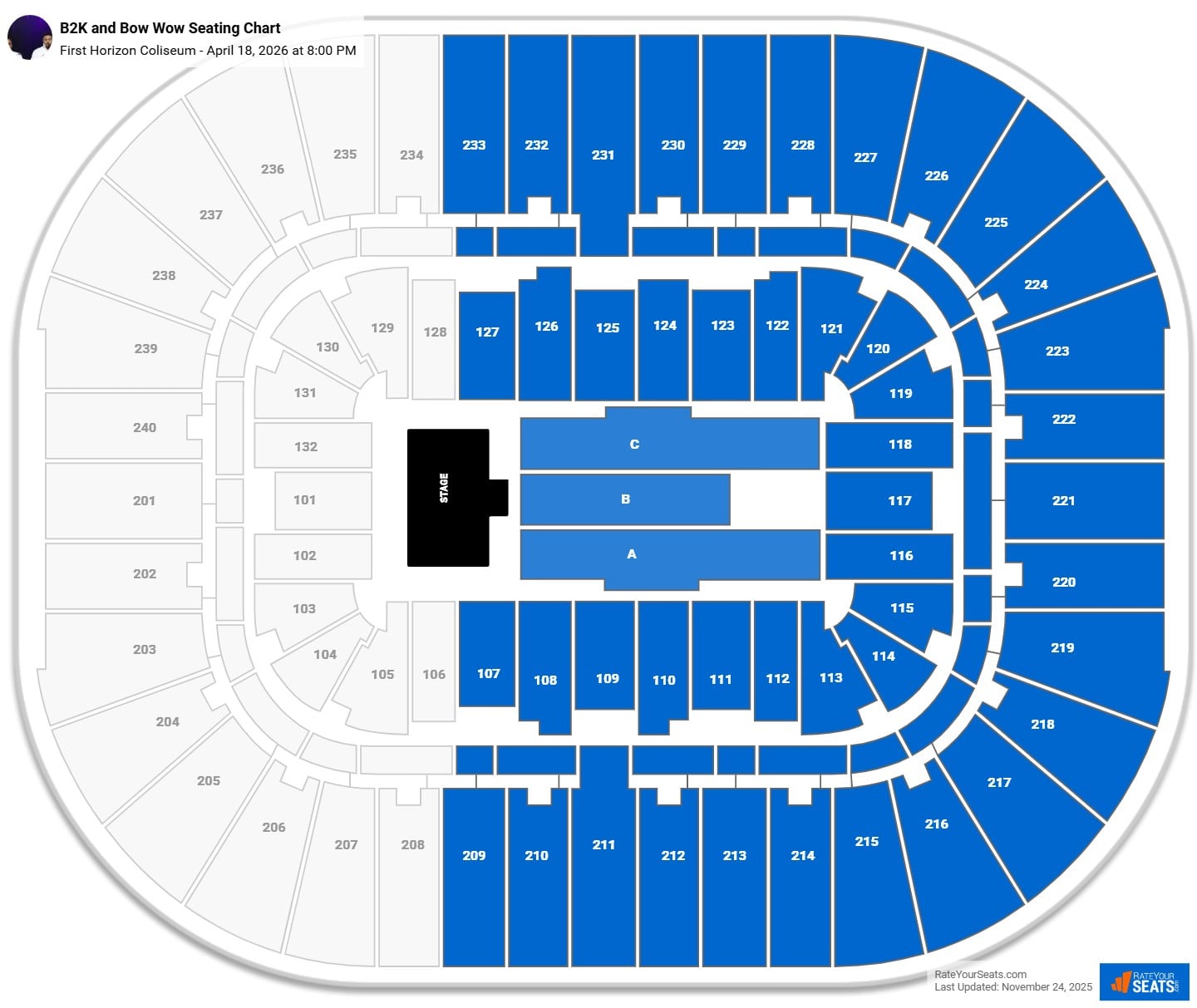 B2K and Bow Wow seating chart First Horizon Coliseum