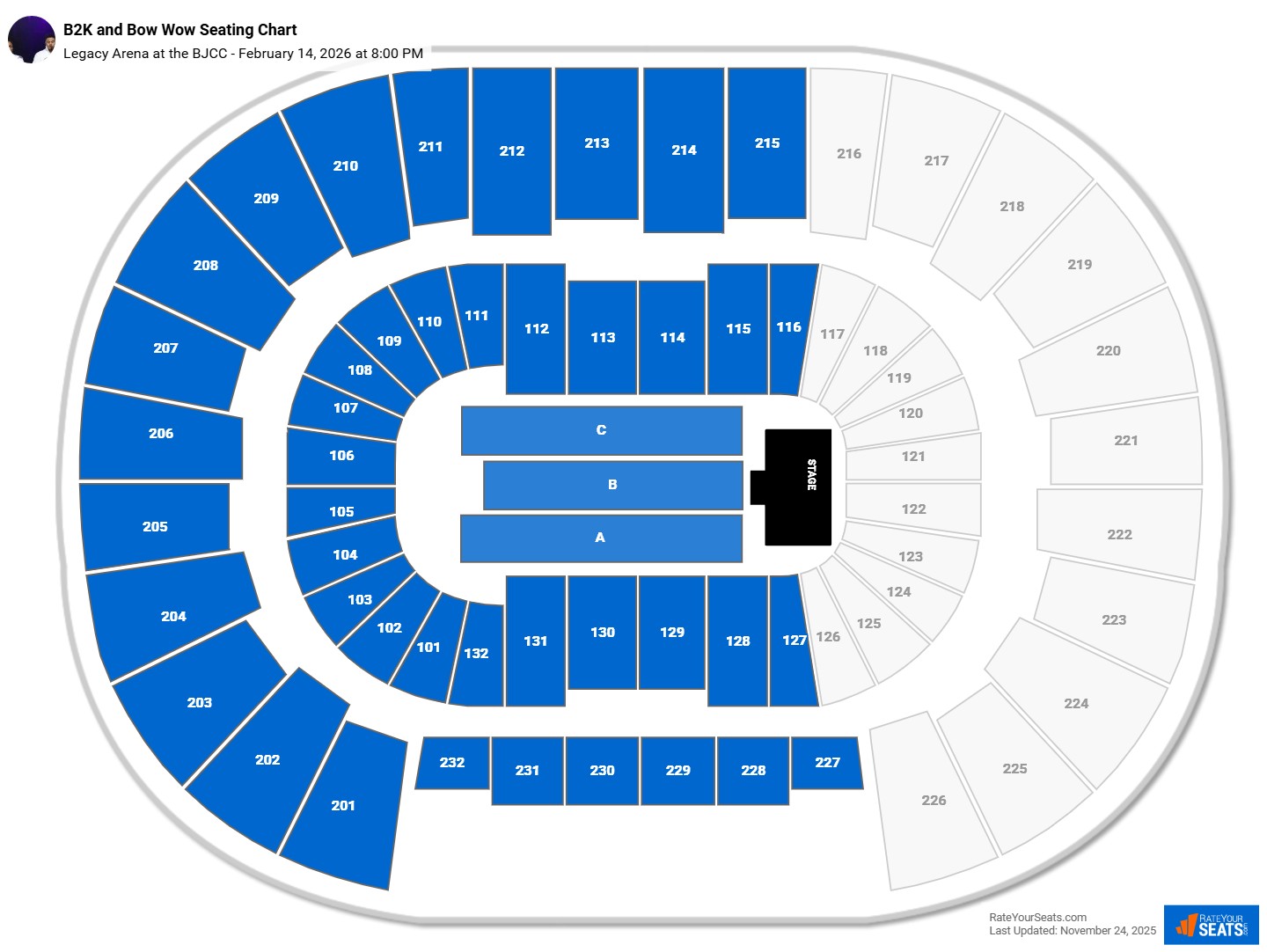 B2K and Bow Wow seating chart Legacy Arena at the BJCC