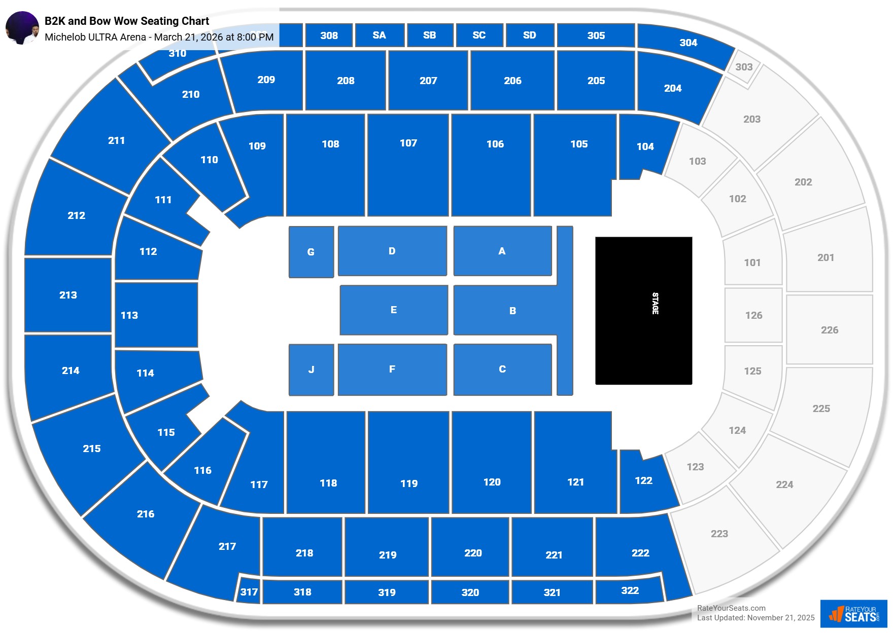 B2K and Bow Wow seating chart Michelob ULTRA Arena