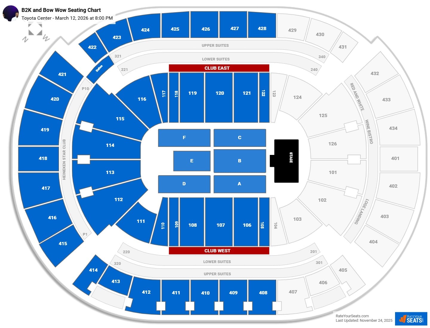 B2K and Bow Wow seating chart Toyota Center