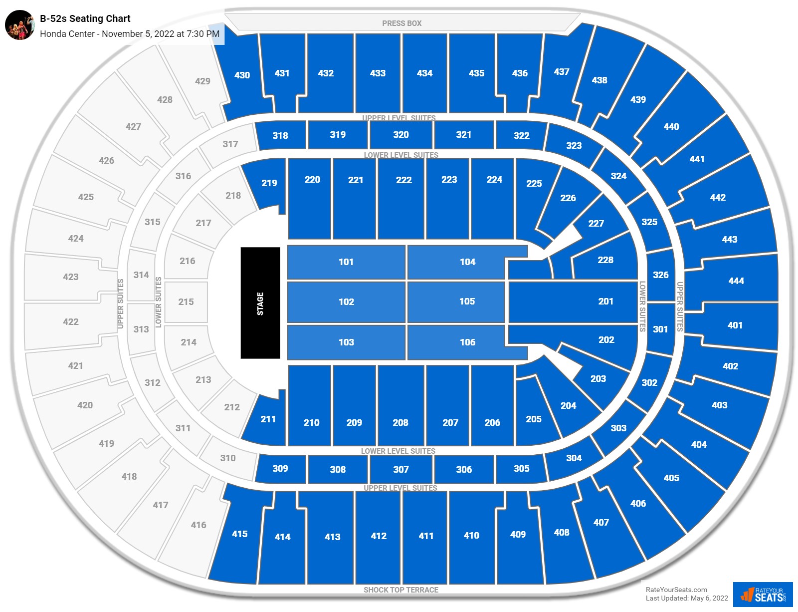 B-52s seating chart Honda Center