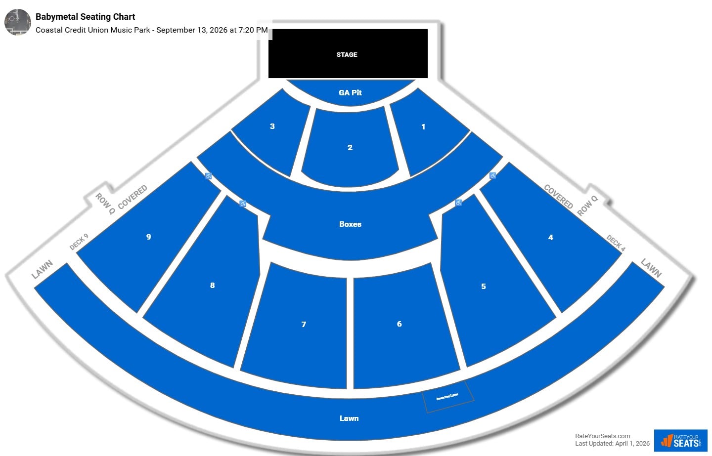 Babymetal seating chart Coastal Credit Union Music Park (at Walnut Creek)
