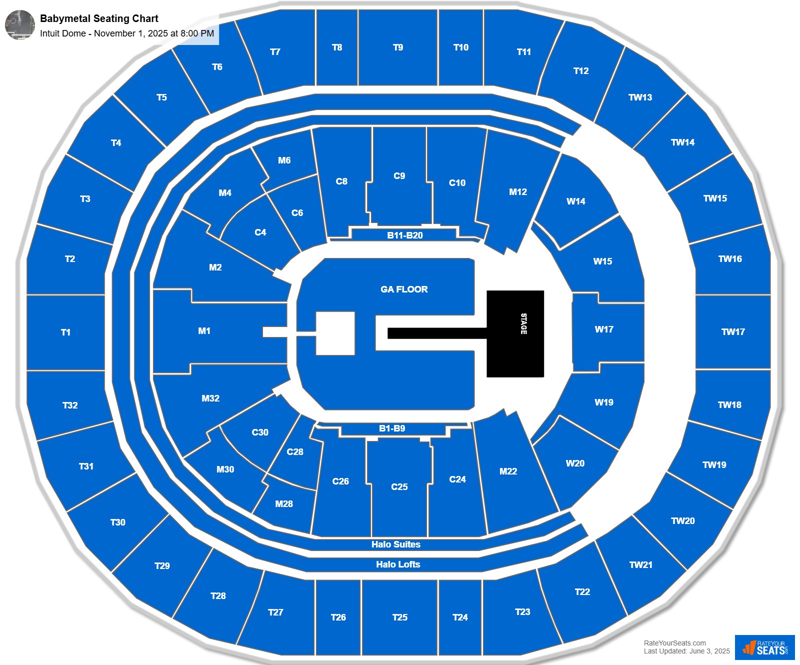 Babymetal seating chart Intuit Dome