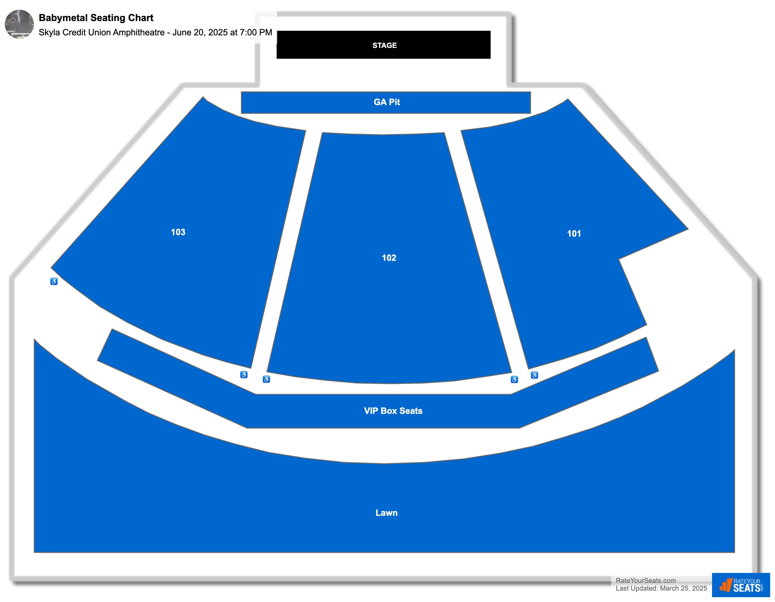 Babymetal seating chart Skyla Credit Union Amphitheatre