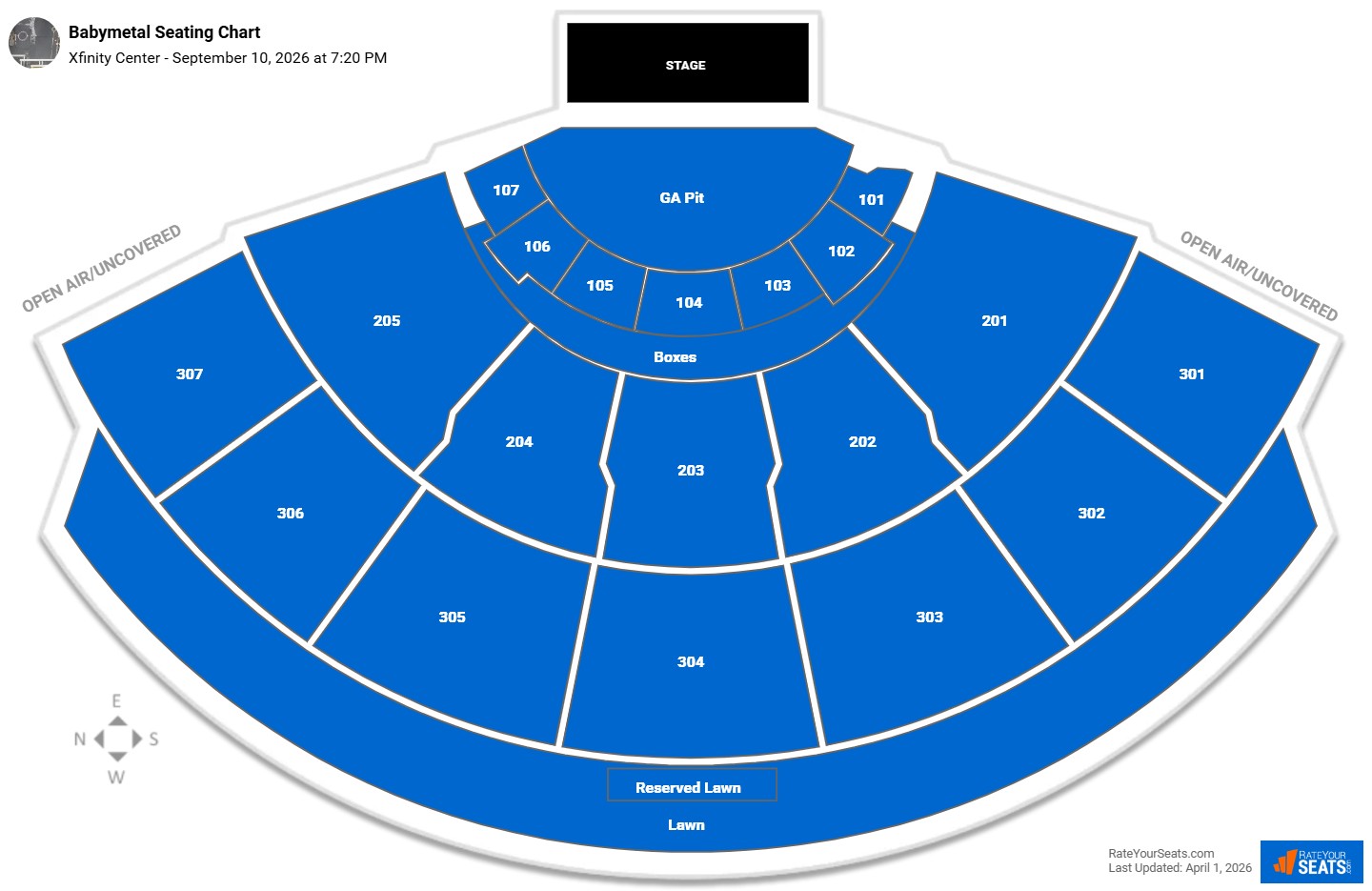 Babymetal seating chart Xfinity Center (Mansfield)