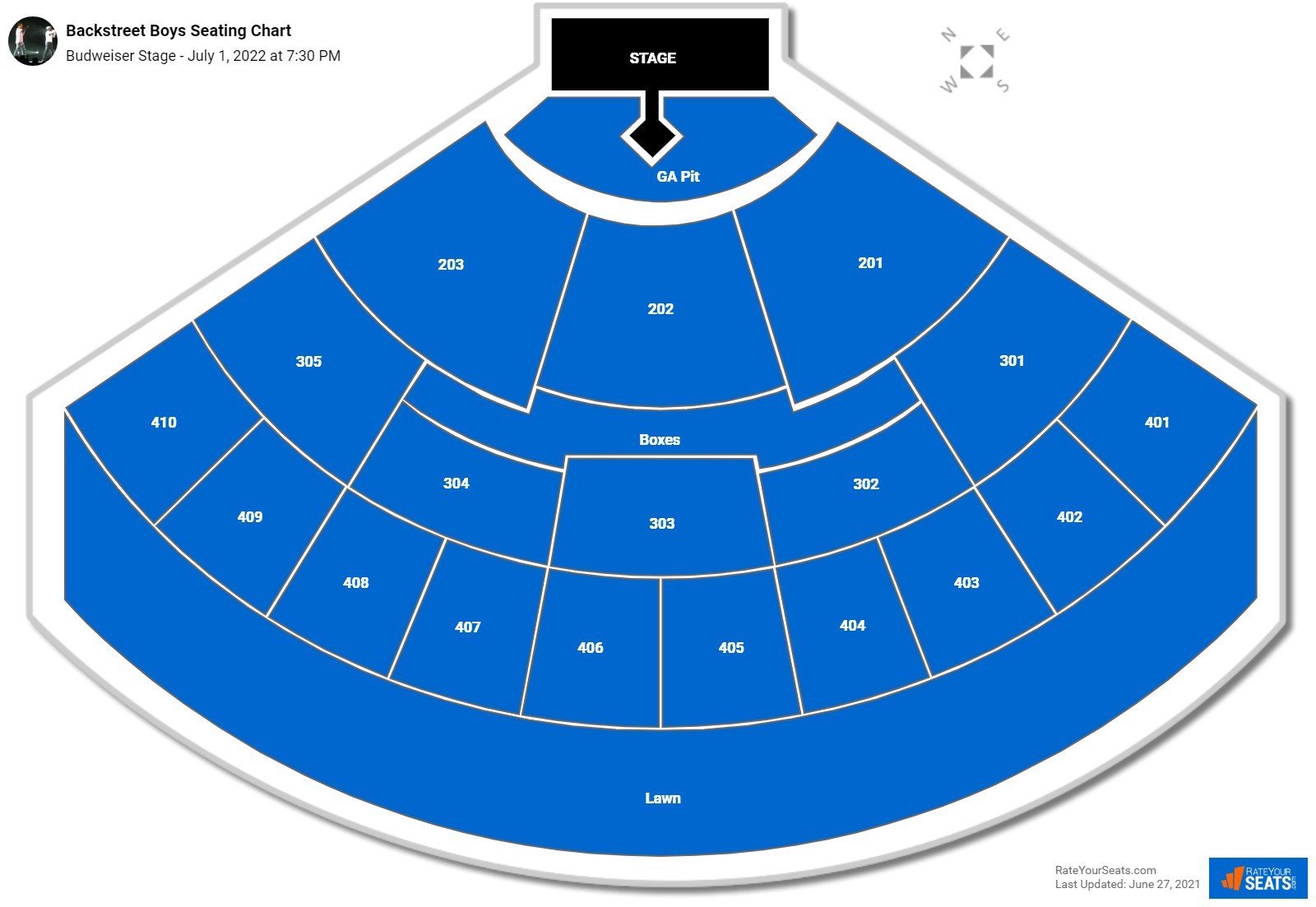 Backstreet Boys seating chart Budweiser Stage