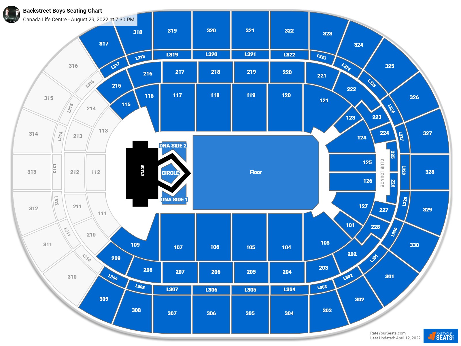 Backstreet Boys seating chart Canada Life Centre