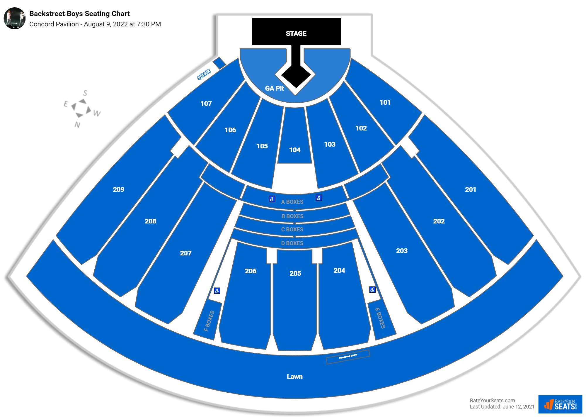 Backstreet Boys seating chart Concord Pavilion