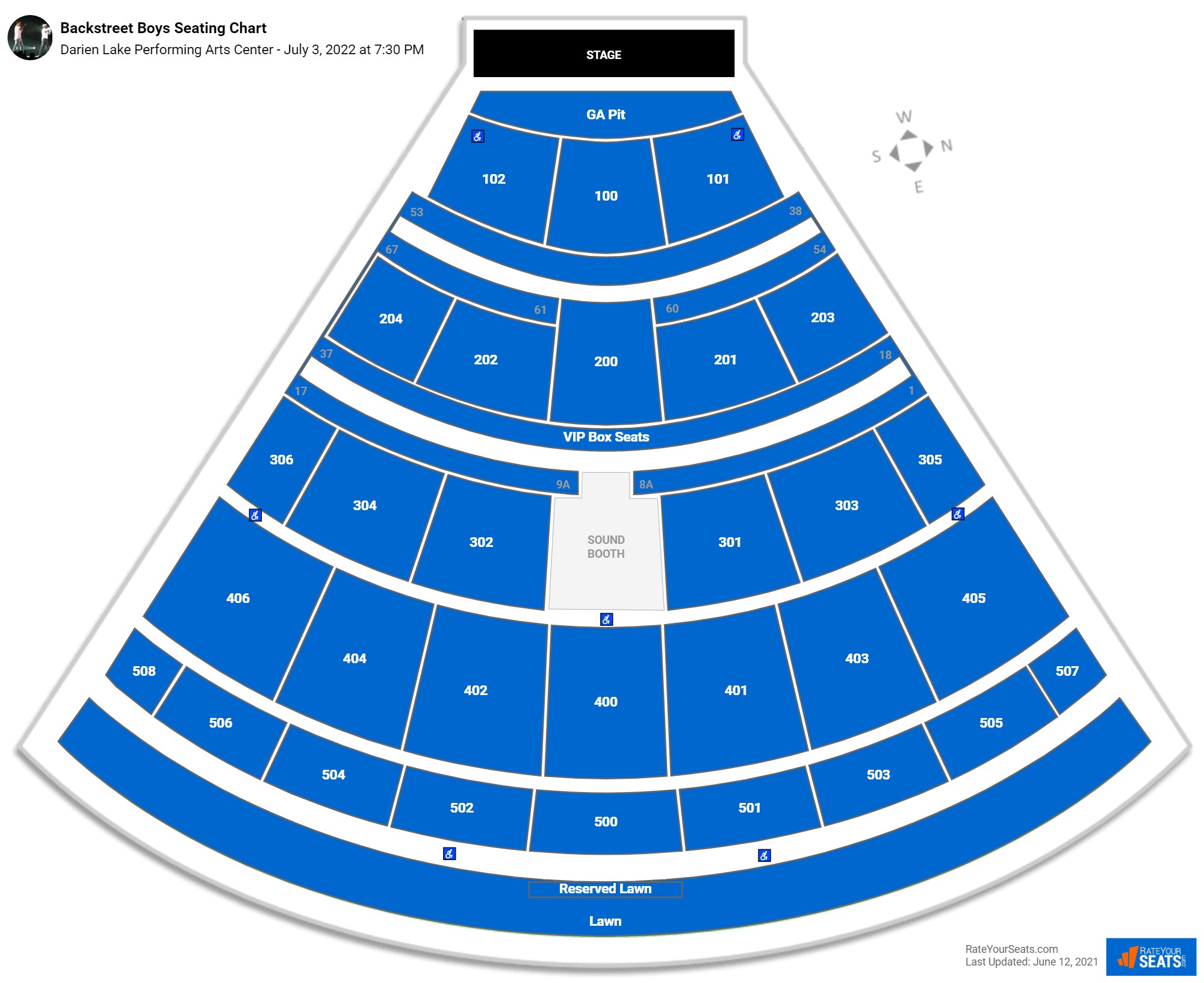 Backstreet Boys seating chart Darien Lake Amphitheater