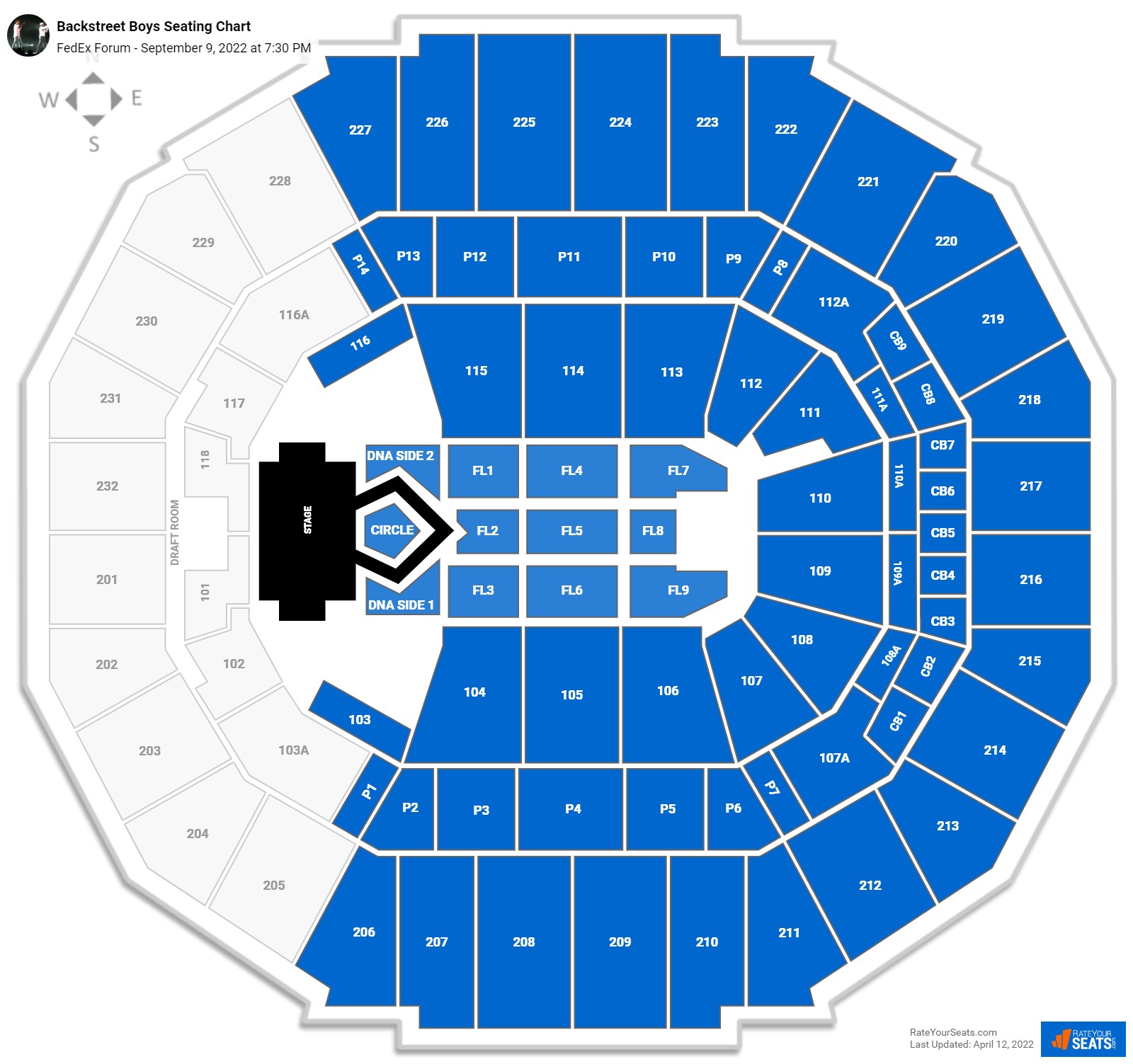 Backstreet Boys seating chart FedEx Forum