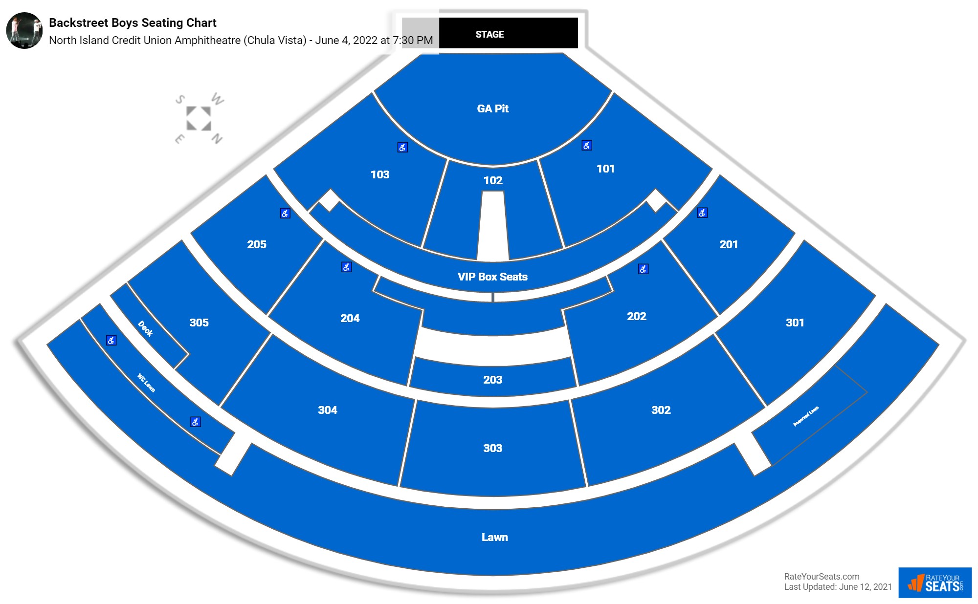 Backstreet Boys seating chart North Island Credit Union Amphitheatre (Chula Vista)