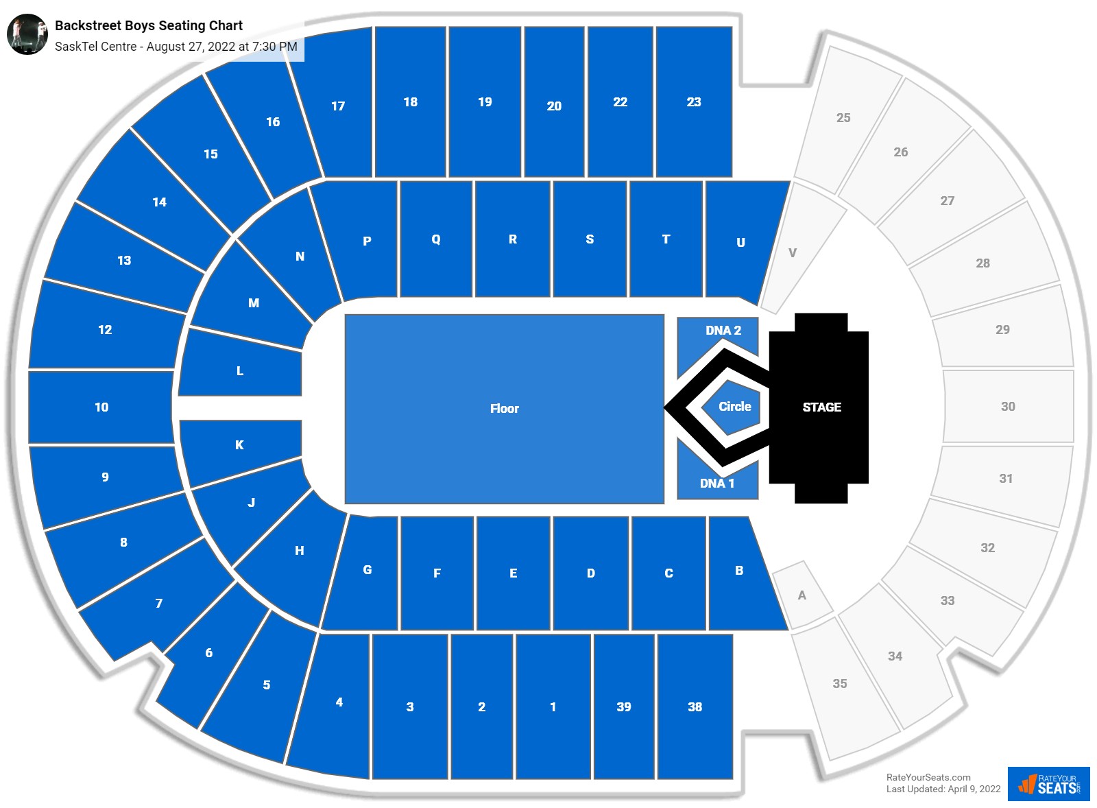 Backstreet Boys seating chart SaskTel Centre