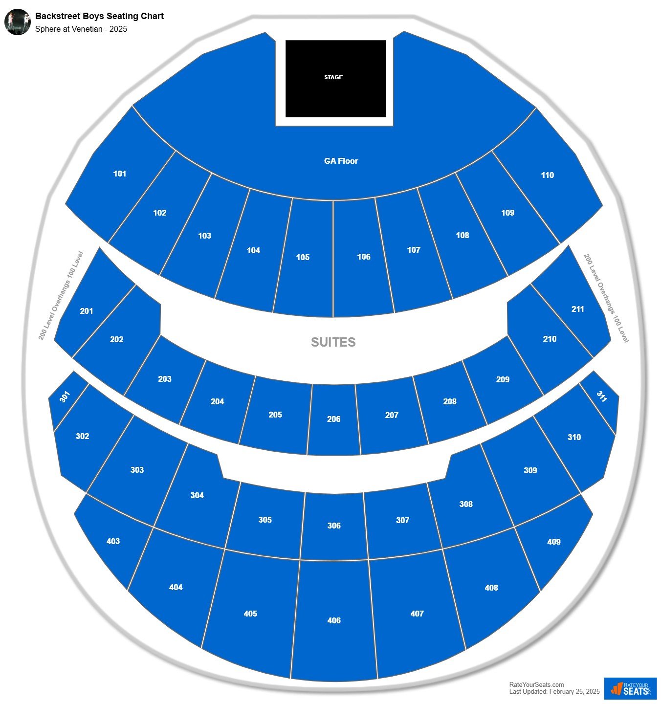 Backstreet Boys seating chart Sphere at Venetian